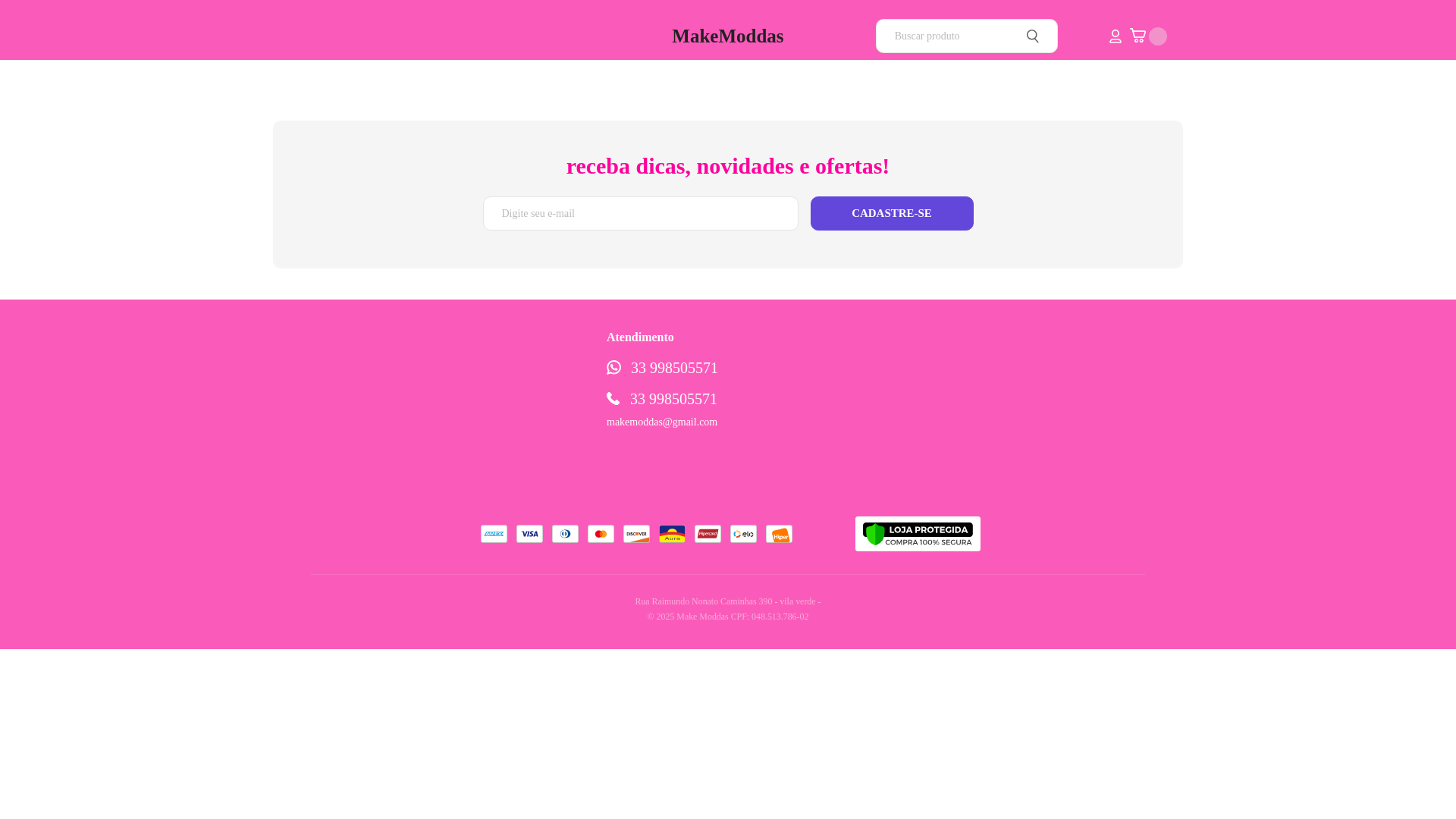 website screenshot of https://makemoddas.com.br/