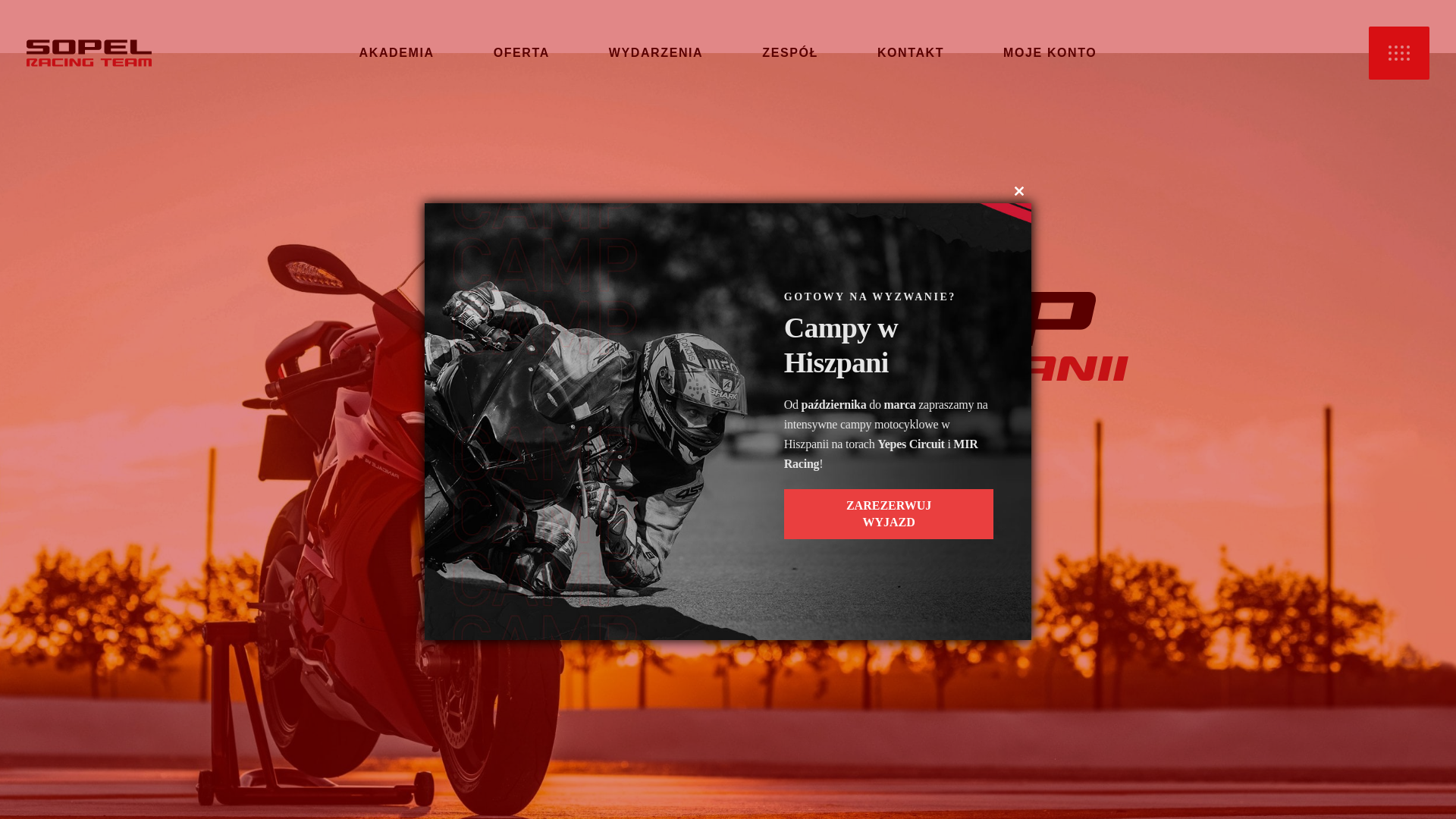 website screenshot of https://campmotocyklowyhiszpania.pl/