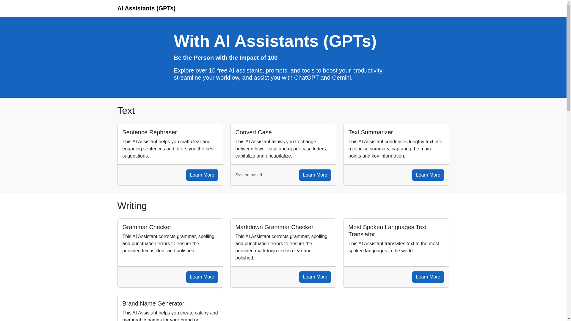 website screenshot of https://ai-assistants.pages.dev/