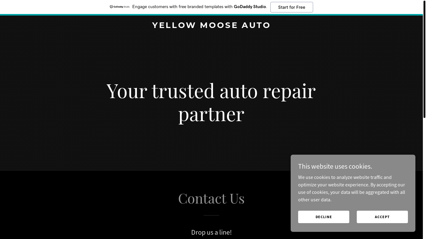 website screenshot of https://yellowmooseauto.com/
