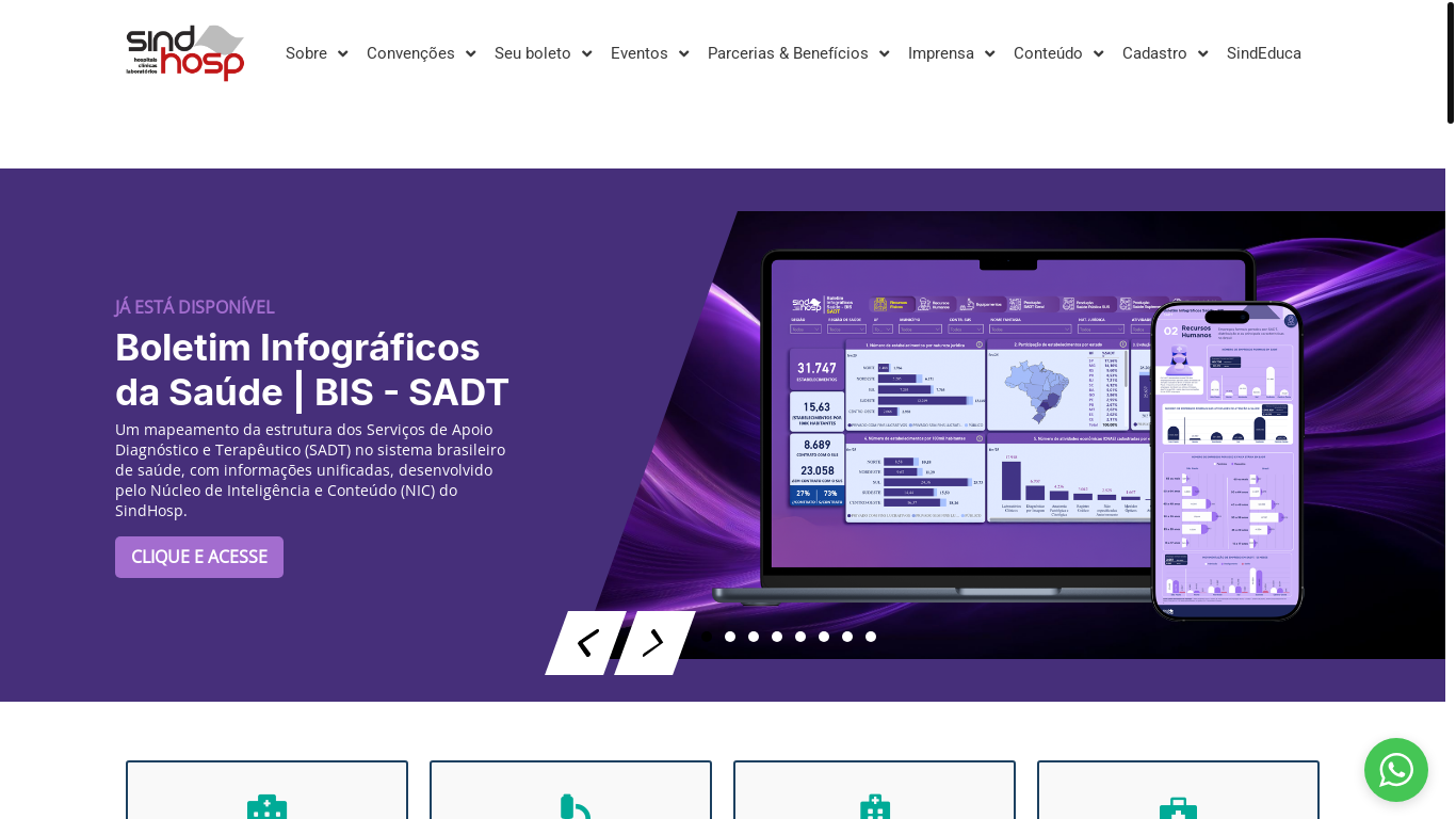 website screenshot of https://sindhosp.org.br/