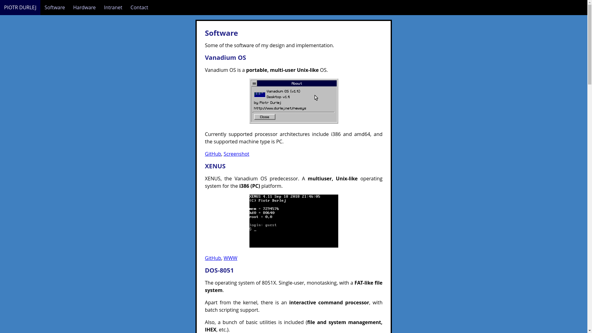 website screenshot of https://www.durlej.net/software.html