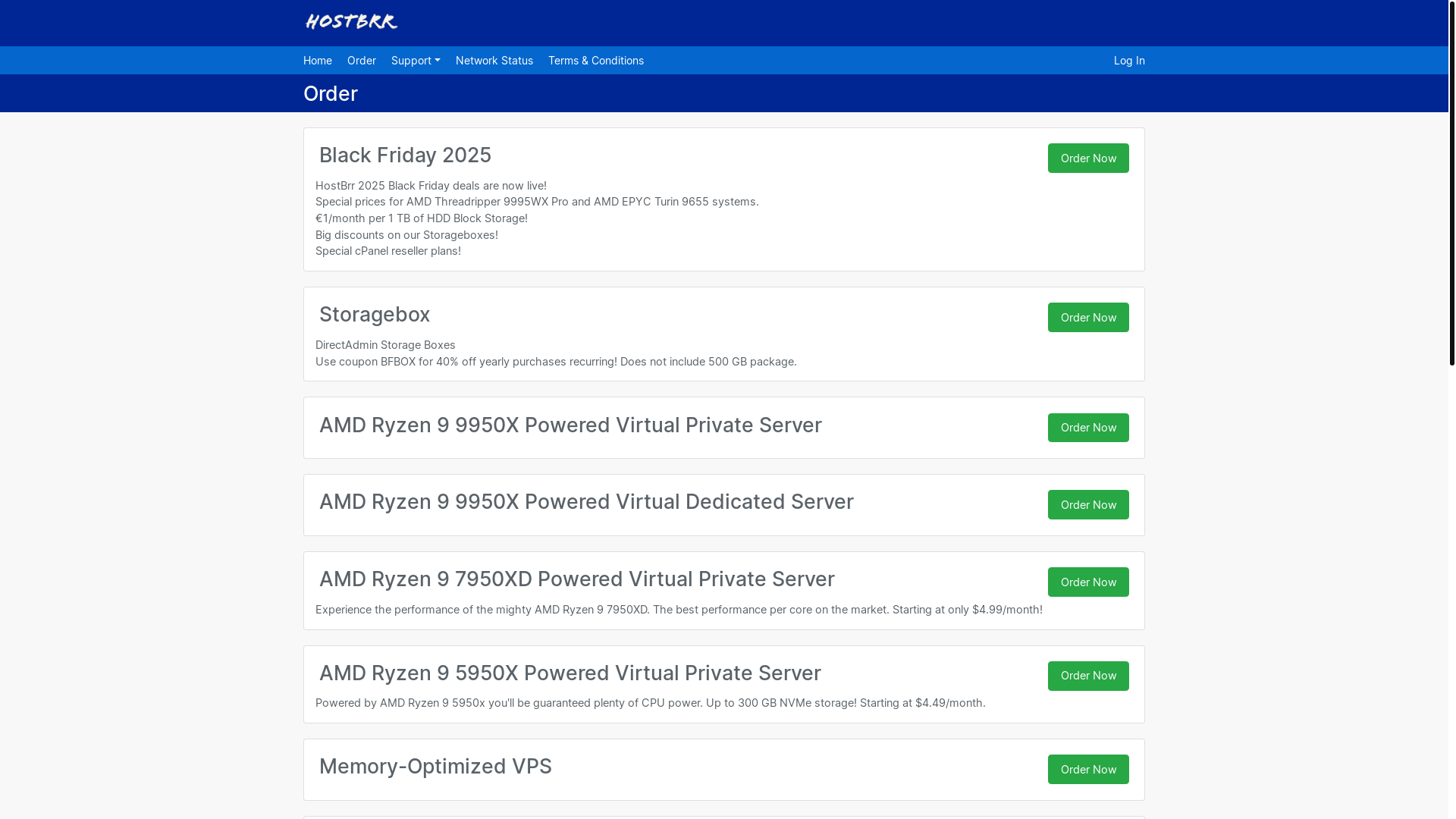 website screenshot of https://hostbrr.com