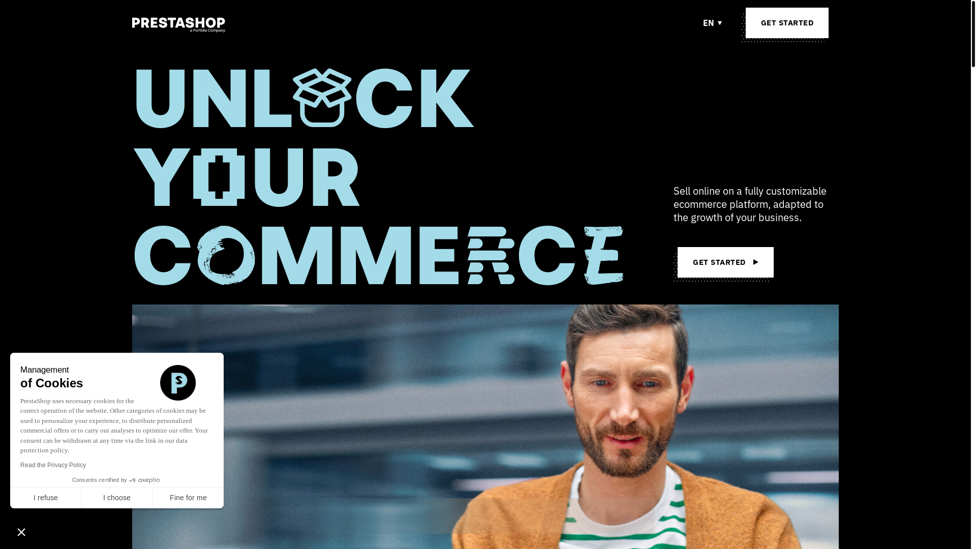 website screenshot of https://prestashop.com/