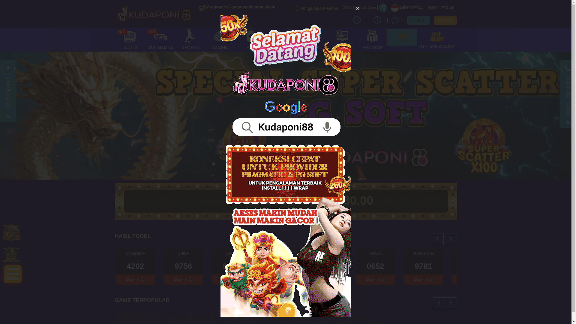 website screenshot of https://kudaponi88a.site/