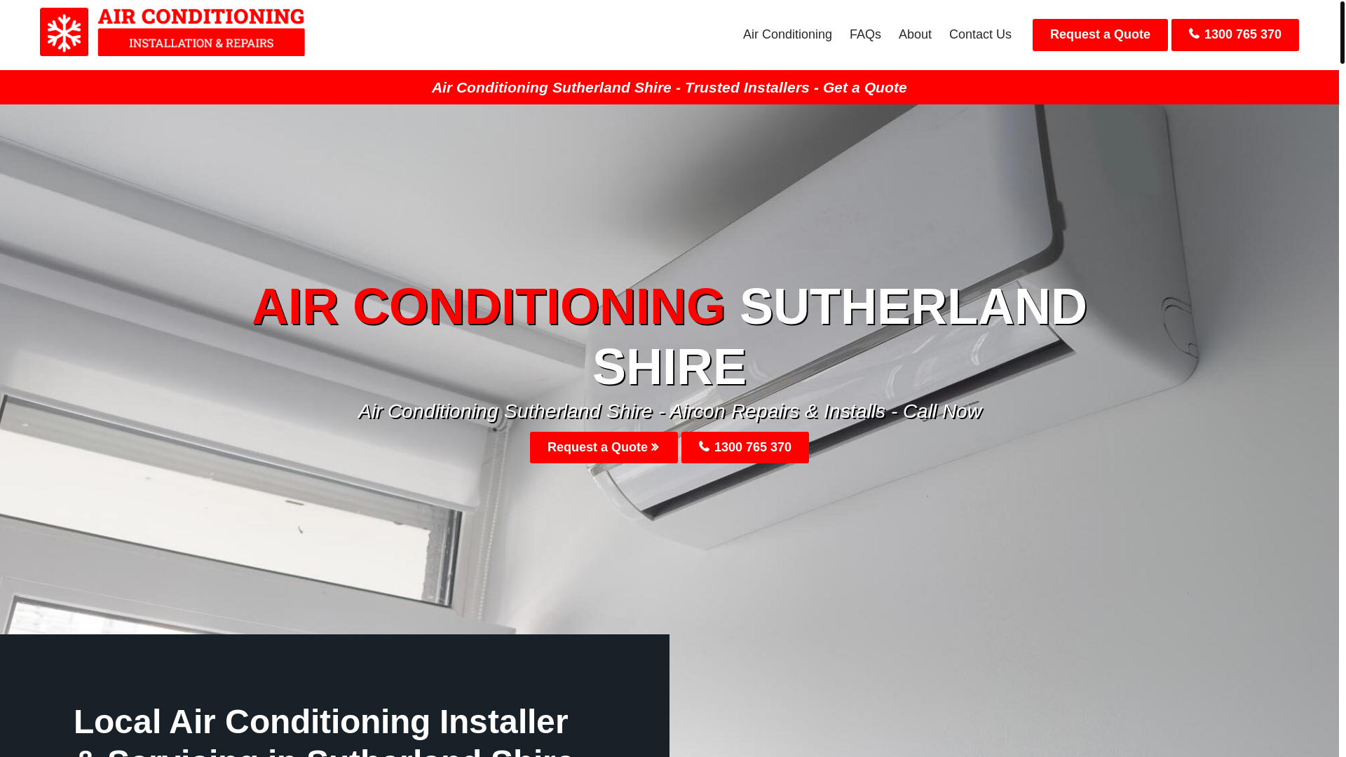 website screenshot of https://sutherlandairconservices.com.au/
