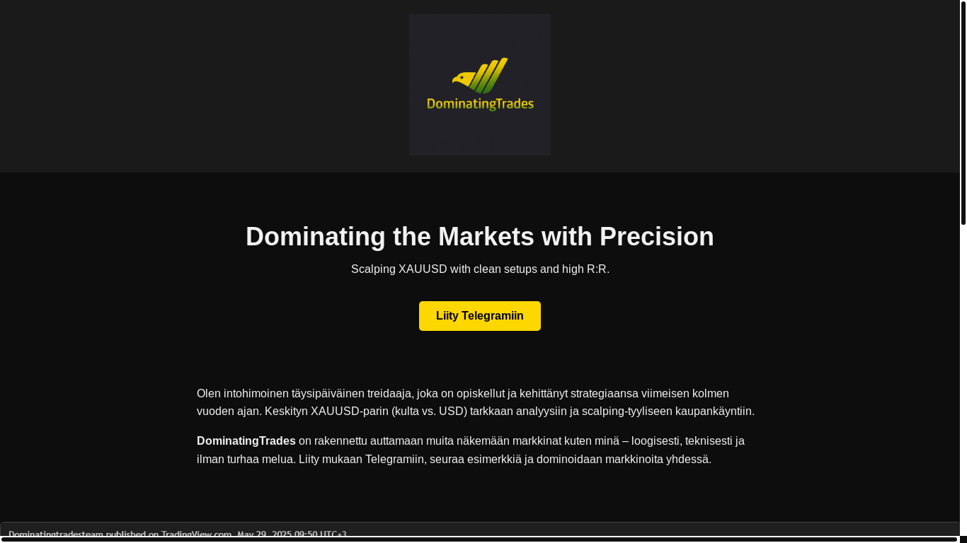 website screenshot of https://dominatingtrades.com/