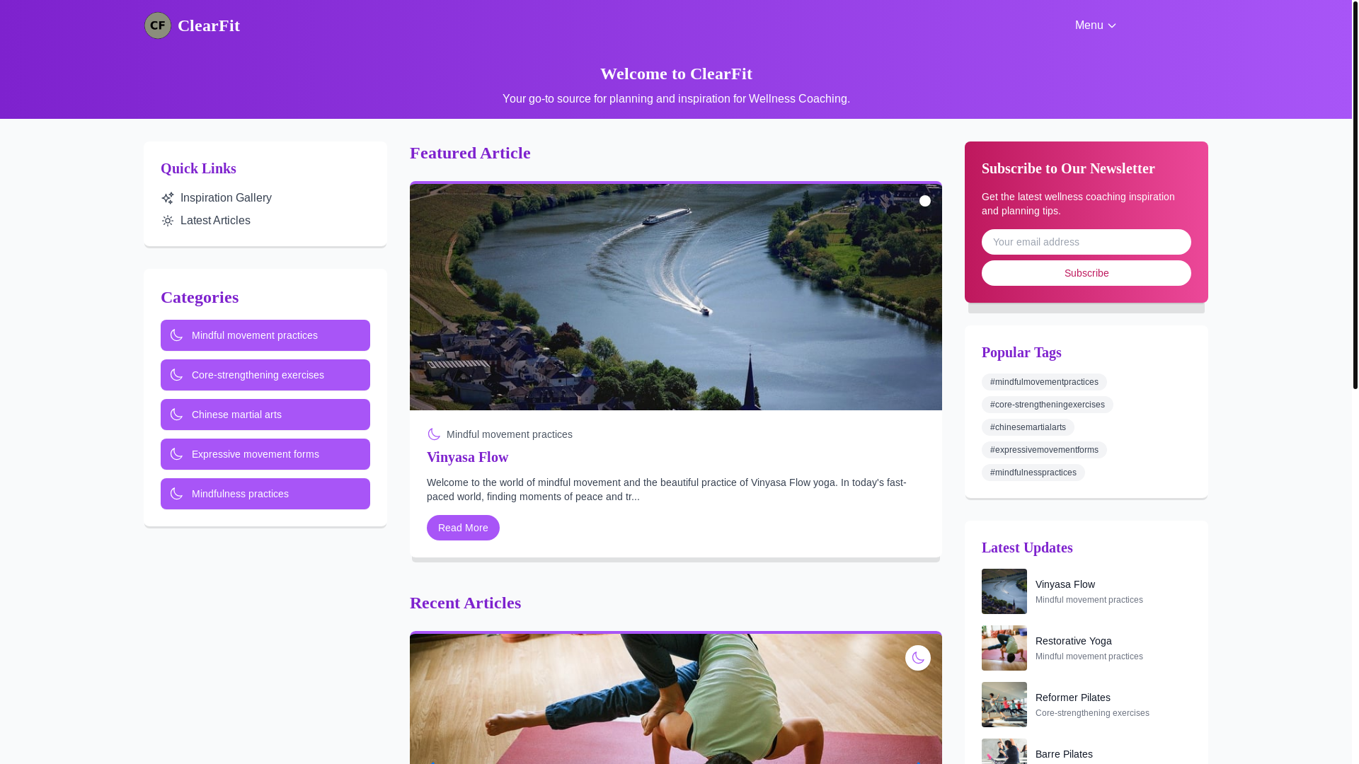 website screenshot of https://crystalclearfitness.club/
