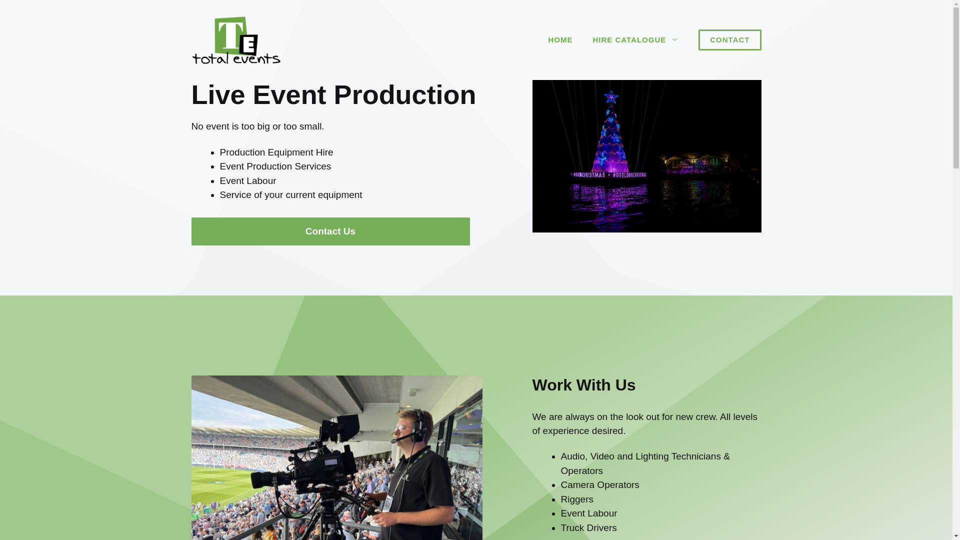 website screenshot of https://totalevents.com.au/
