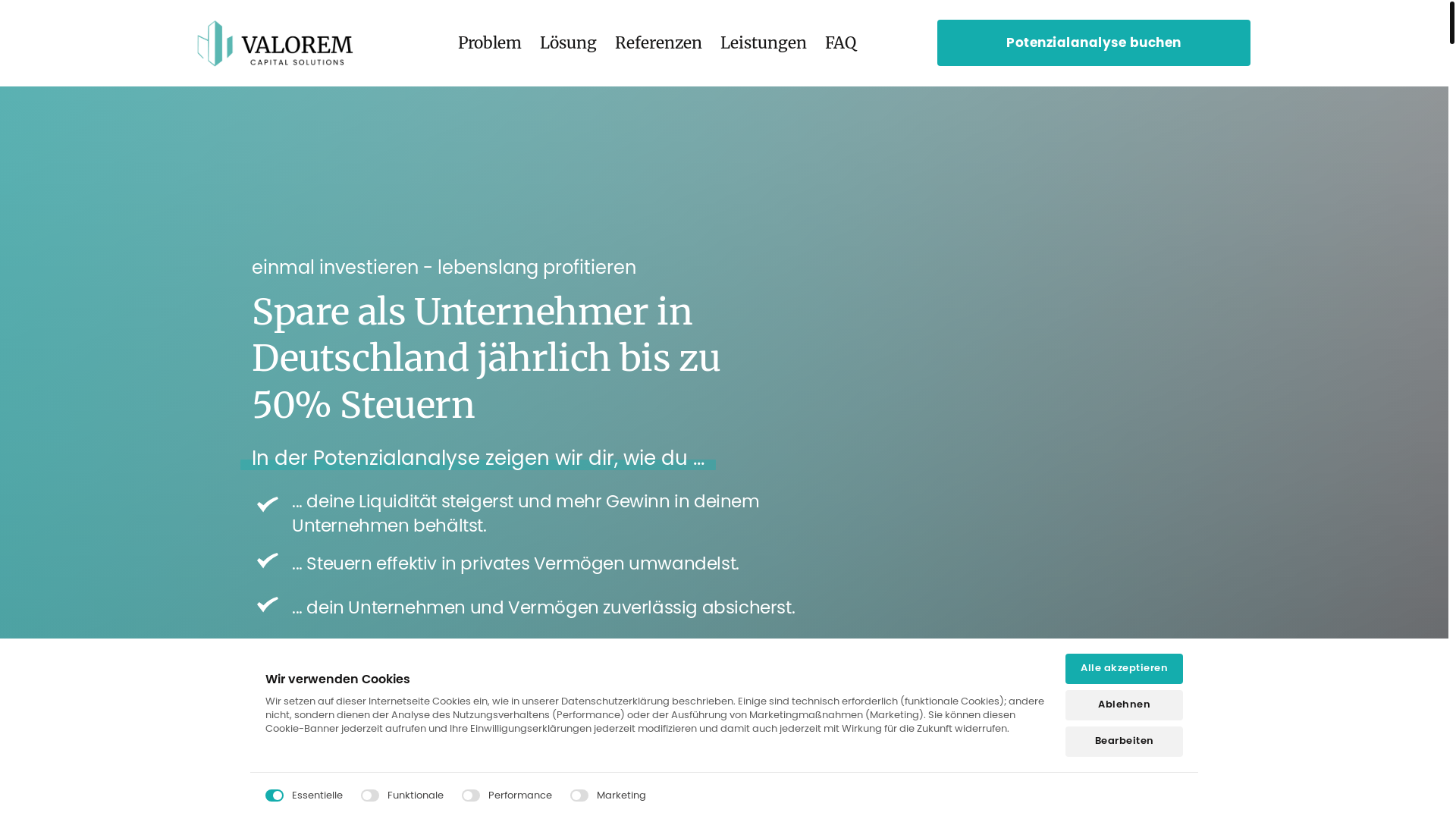 website screenshot of https://valorem-services.com/