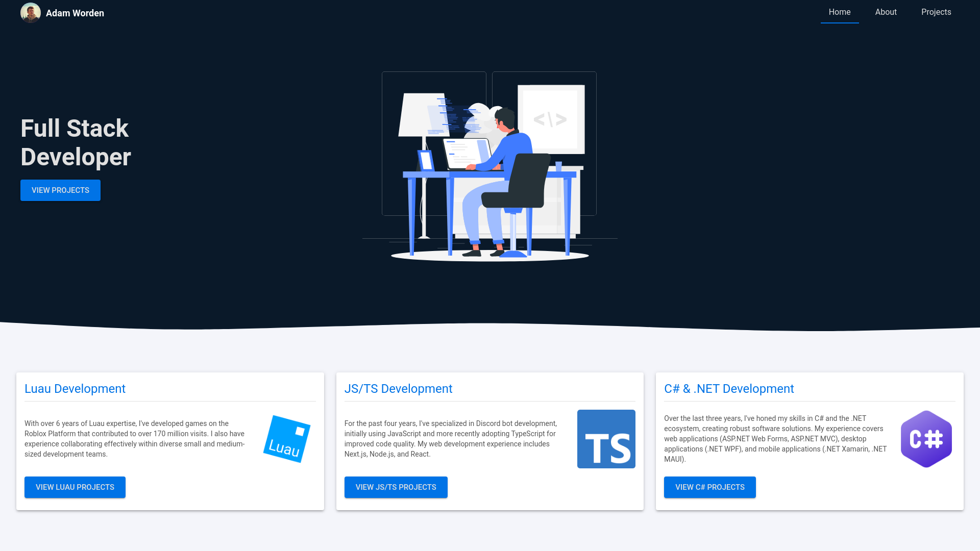 website screenshot of https://adamworden.uk/