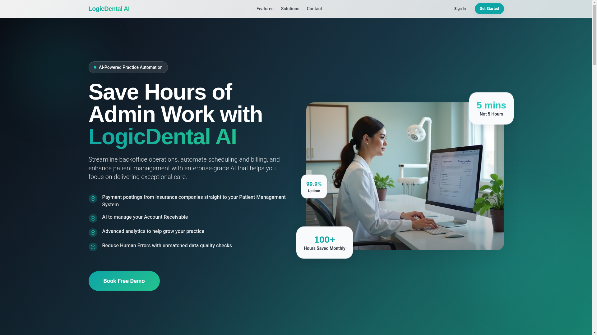 website screenshot of https://logicdentalai-landing.pages.dev/
