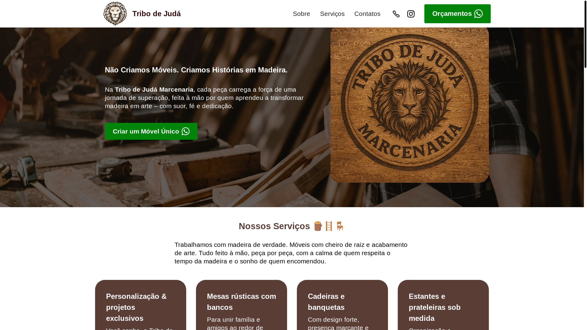 website screenshot of https://tribodejudamarcenaria.com.br/