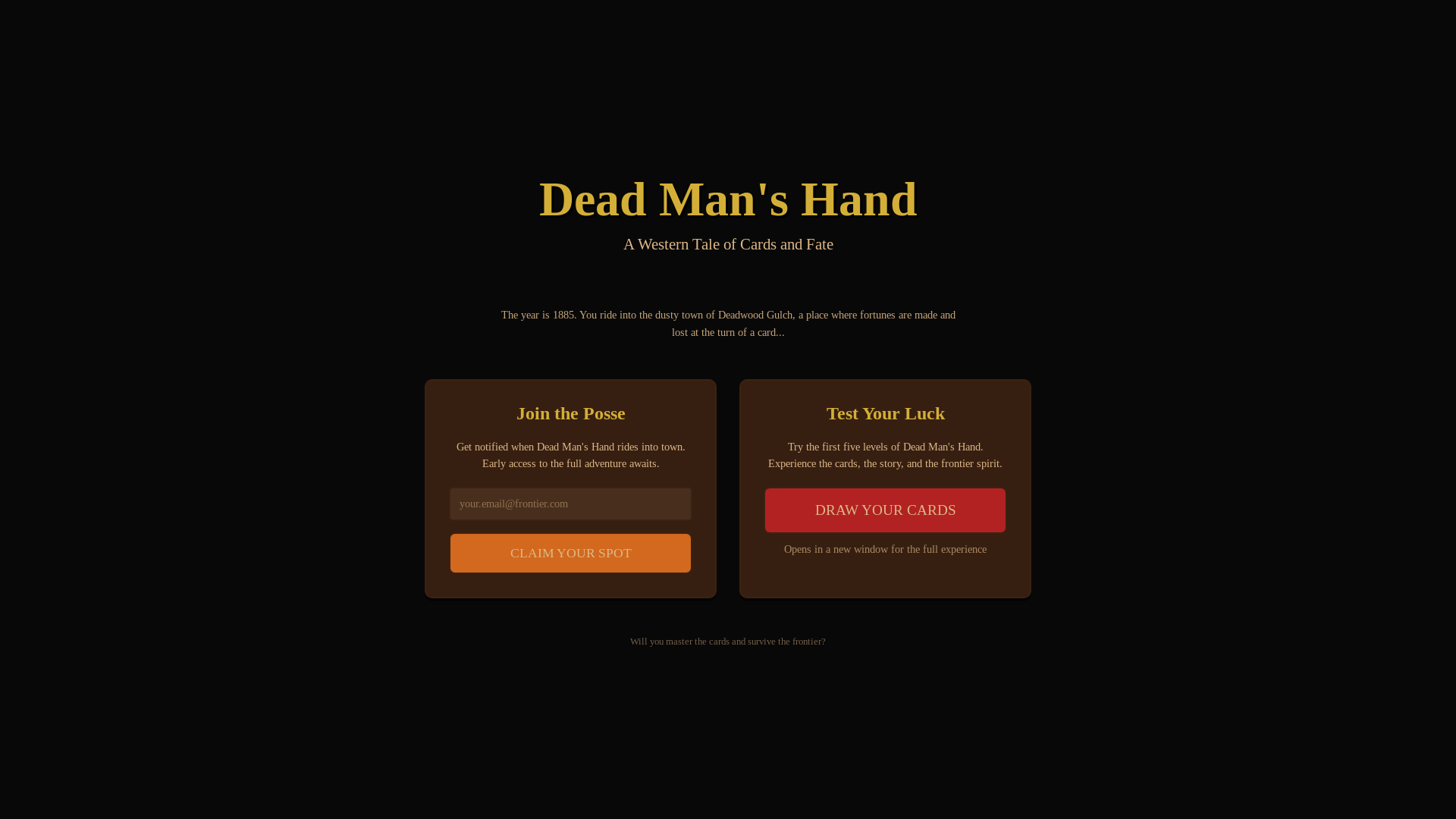 website screenshot of https://deadmanshand.club/