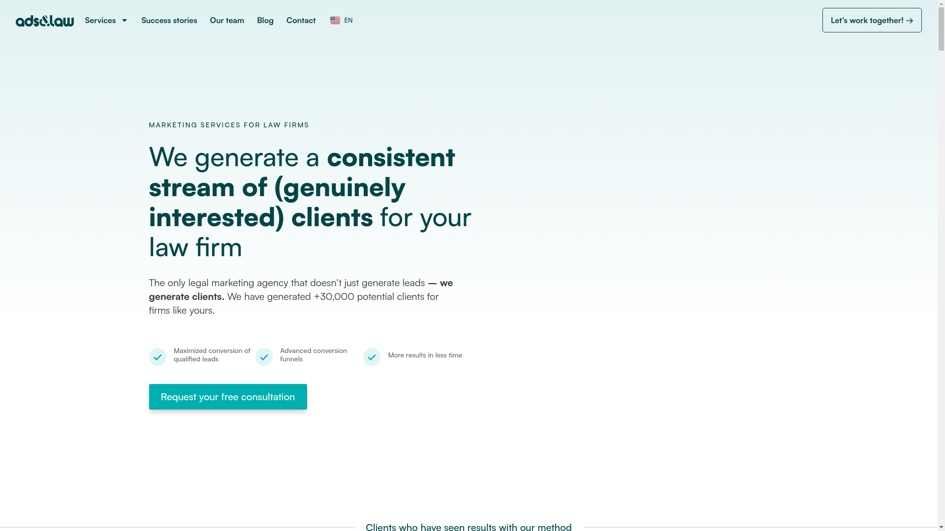 website screenshot of https://adsandlaw.net/