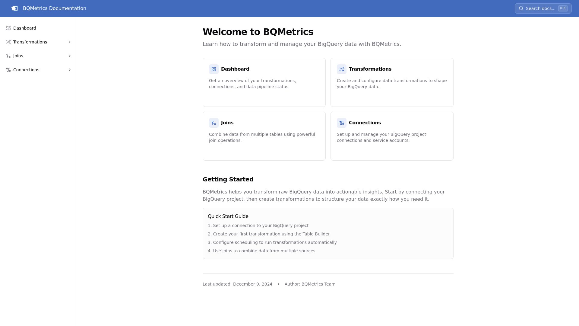 website screenshot of https://bqmetrics-docs.pages.dev/