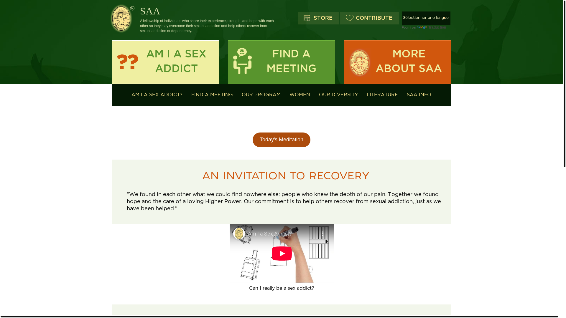 website screenshot of https://saa-recovery.org/