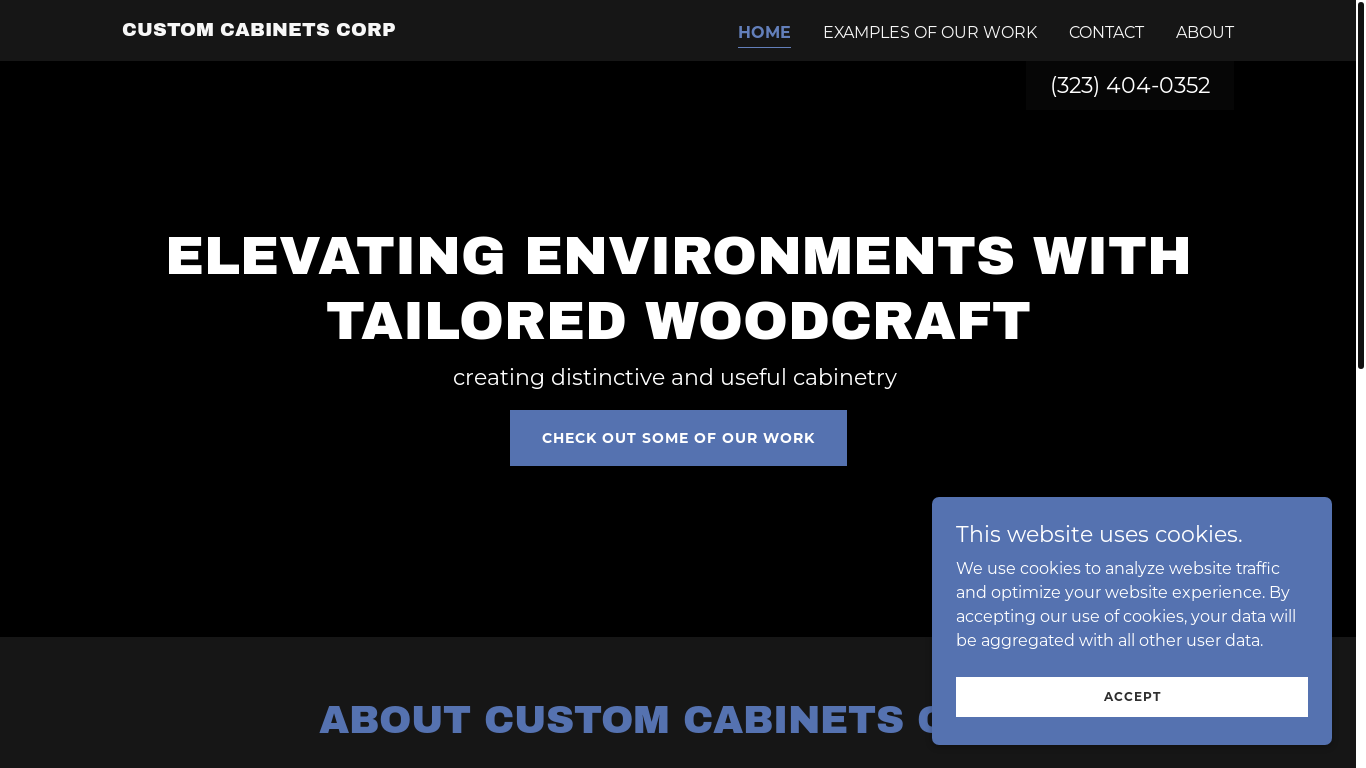 website screenshot of https://customcabinetscorp.com/