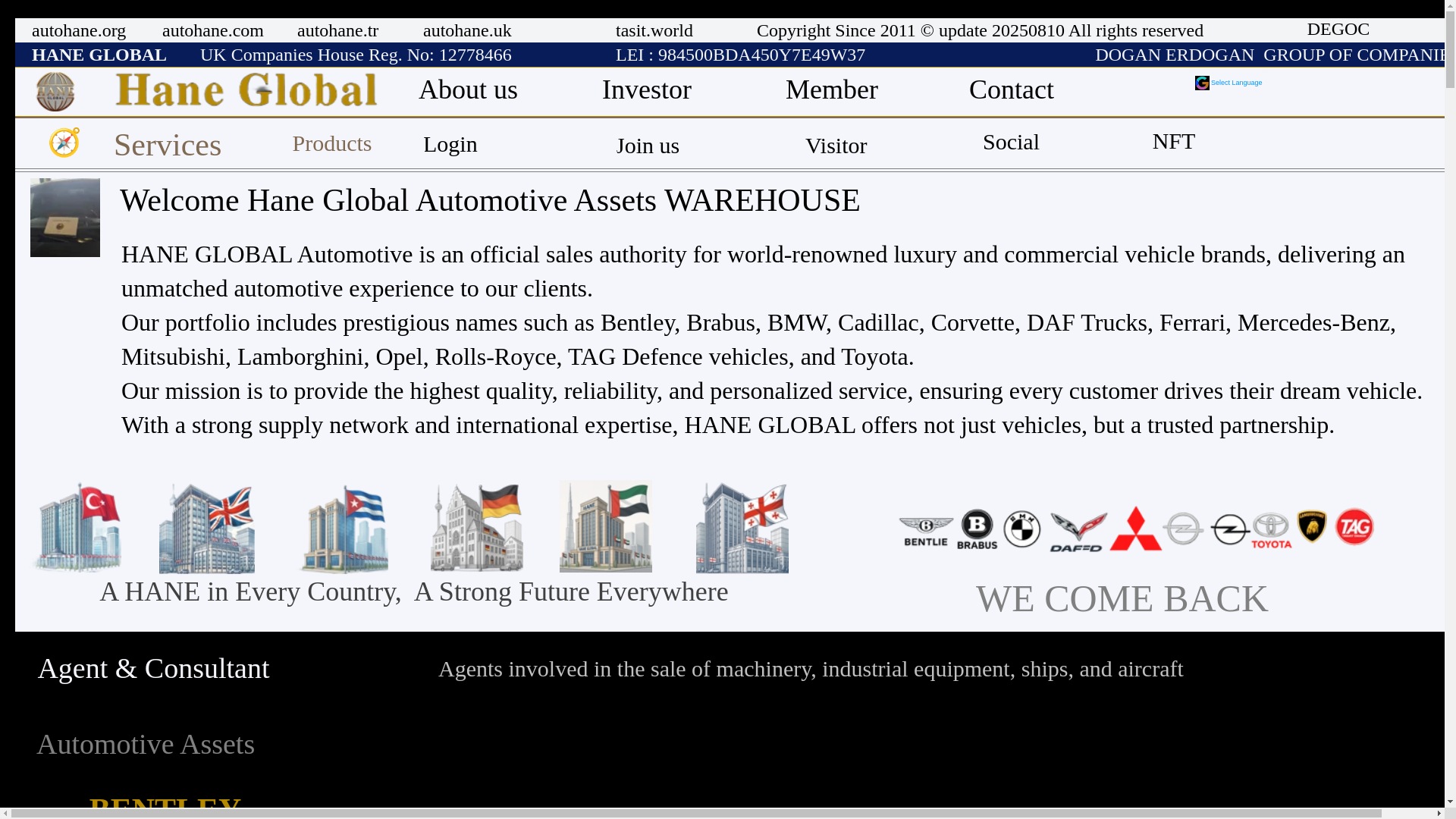website screenshot of https://autohane.com/