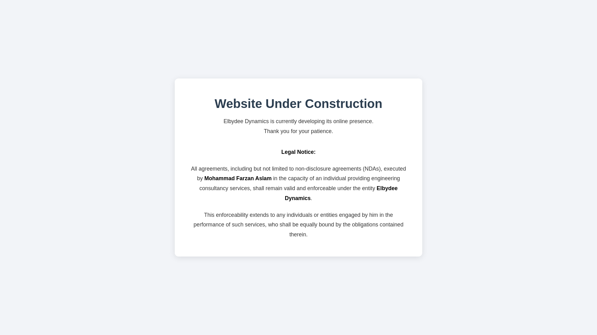 website screenshot of https://elbydeedynamics.com/