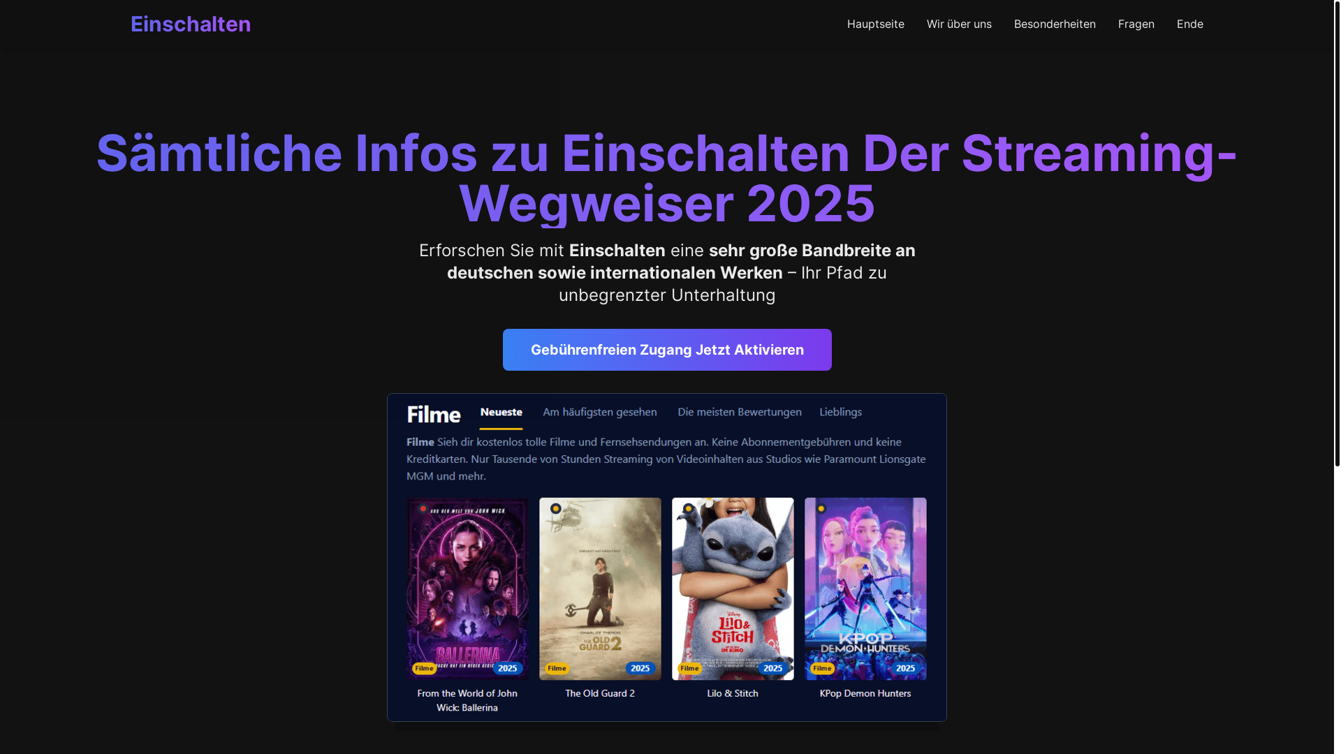 website screenshot of https://einschalten-o0l1.pages.dev/