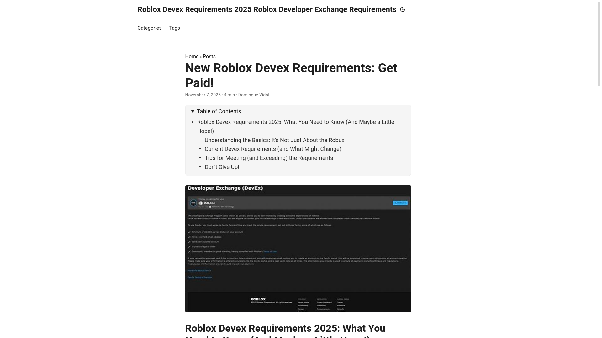 website screenshot of https://roblox-devex-requirements-2025-roblox-developer-exchange.pages.dev/