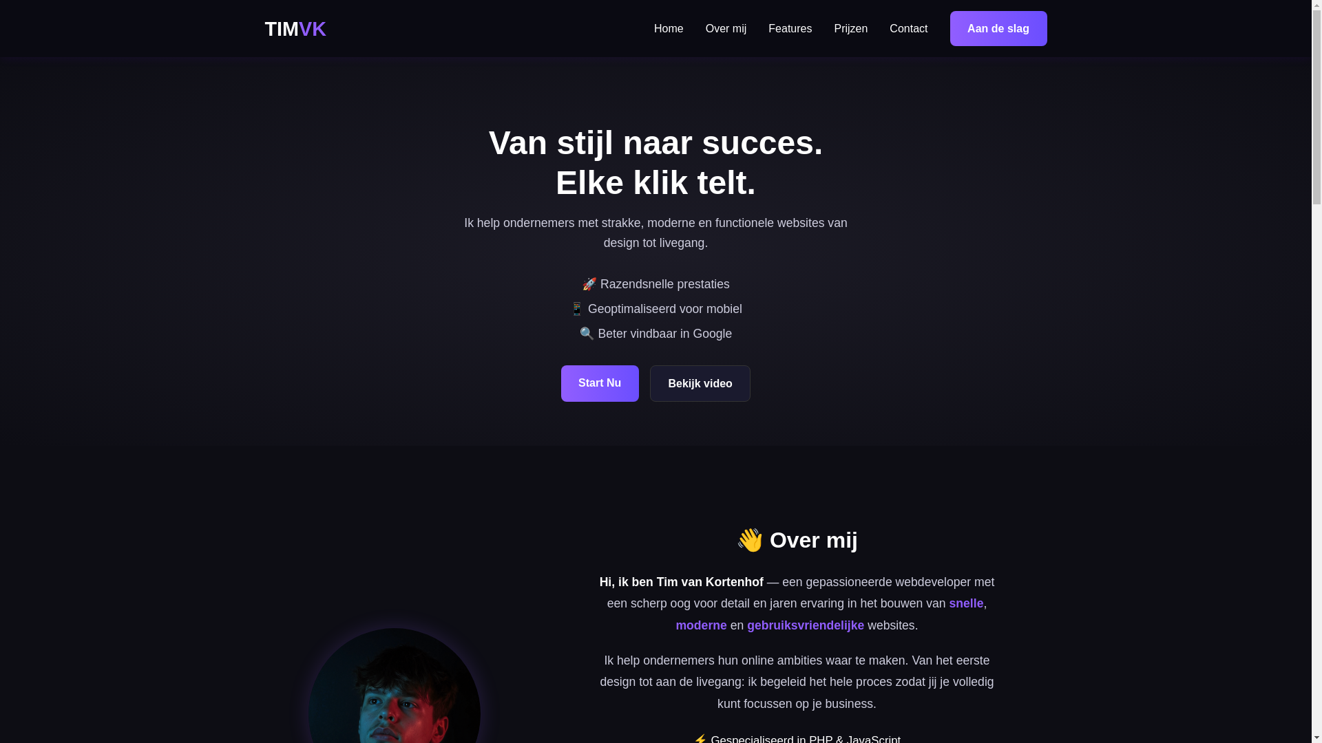 website screenshot of https://timvk.nl/