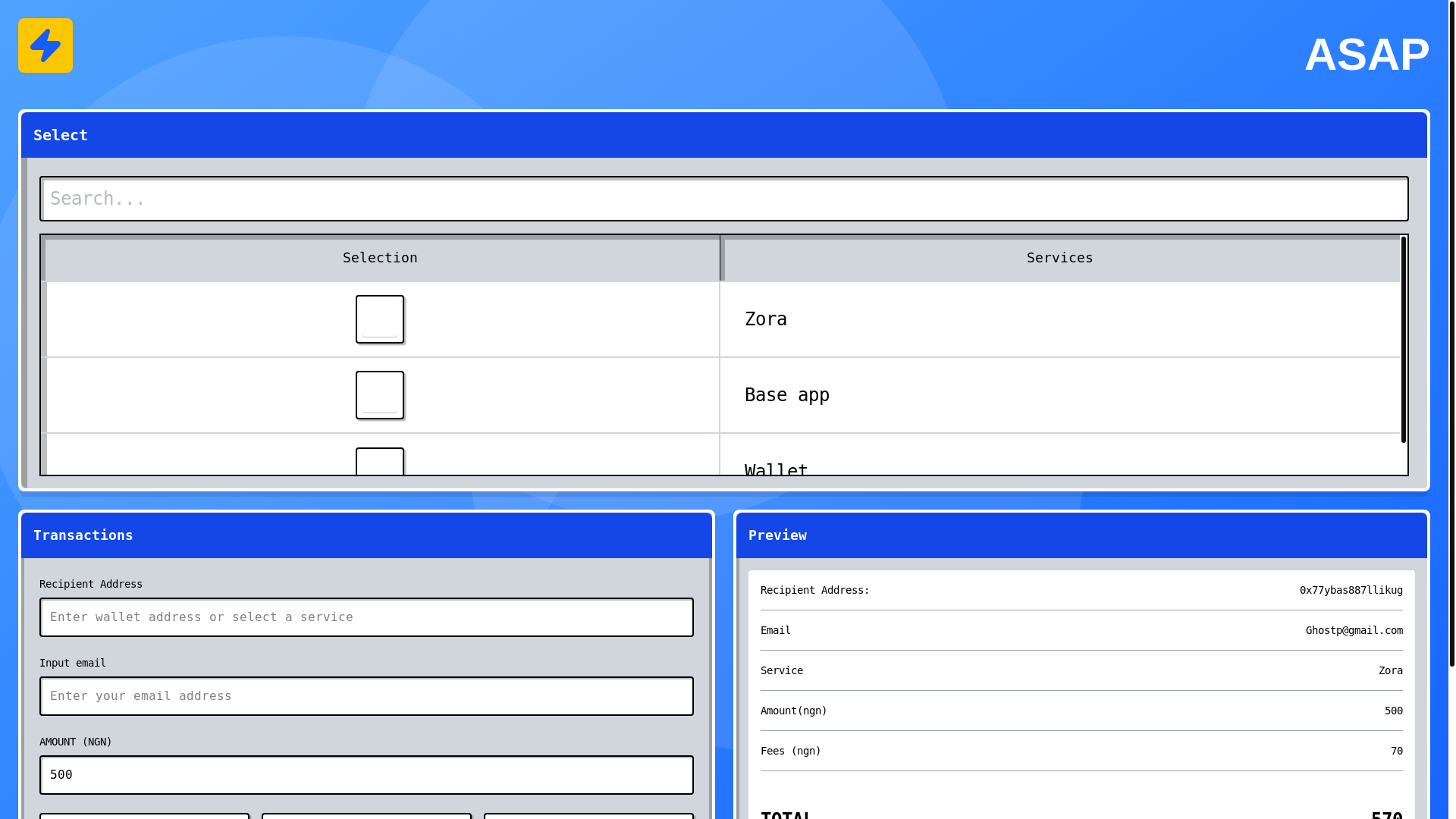 website screenshot of https://useasap.xyz/