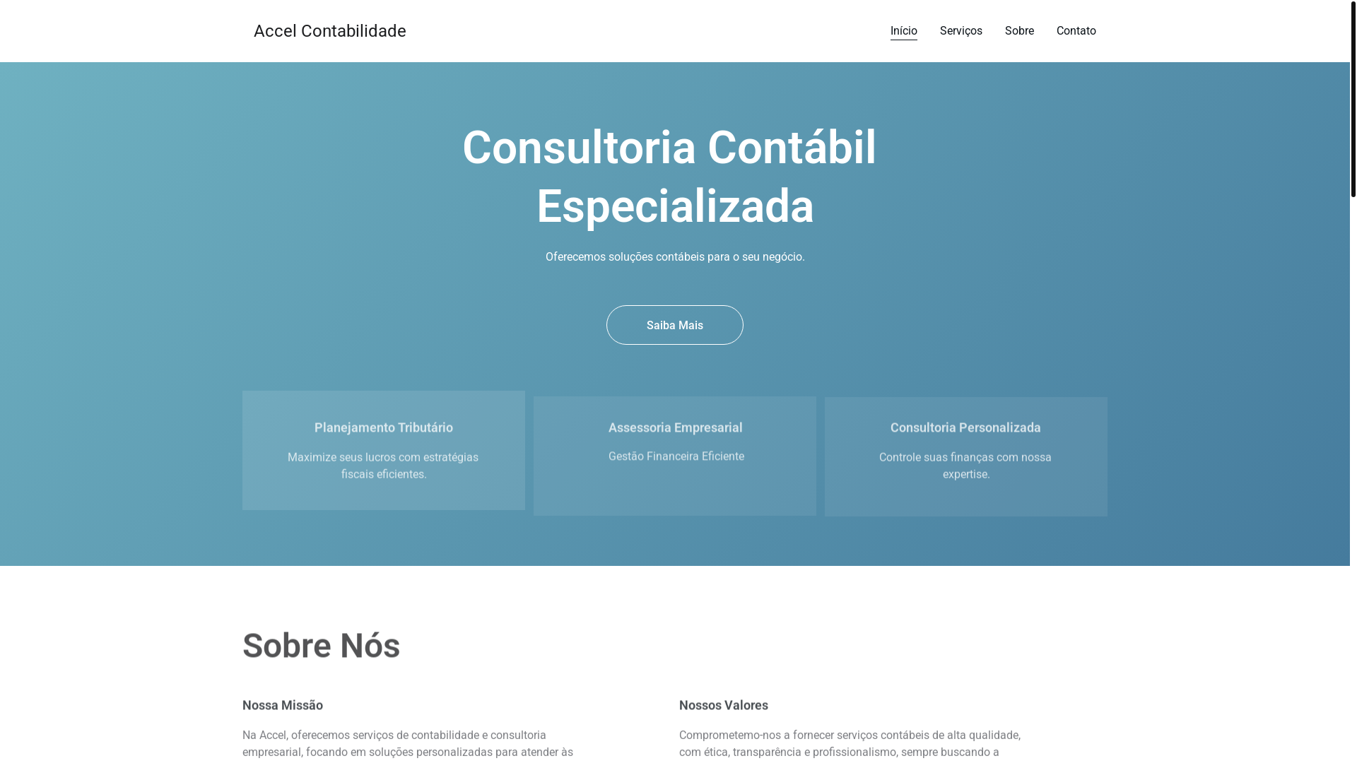 website screenshot of https://accelcontabilidade.shop/