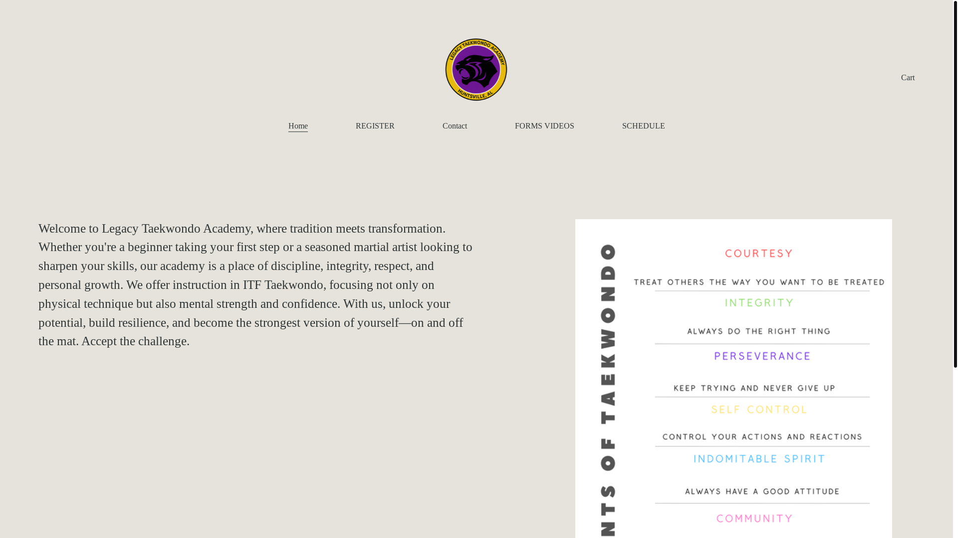 website screenshot of https://legacytkdacademy.org/