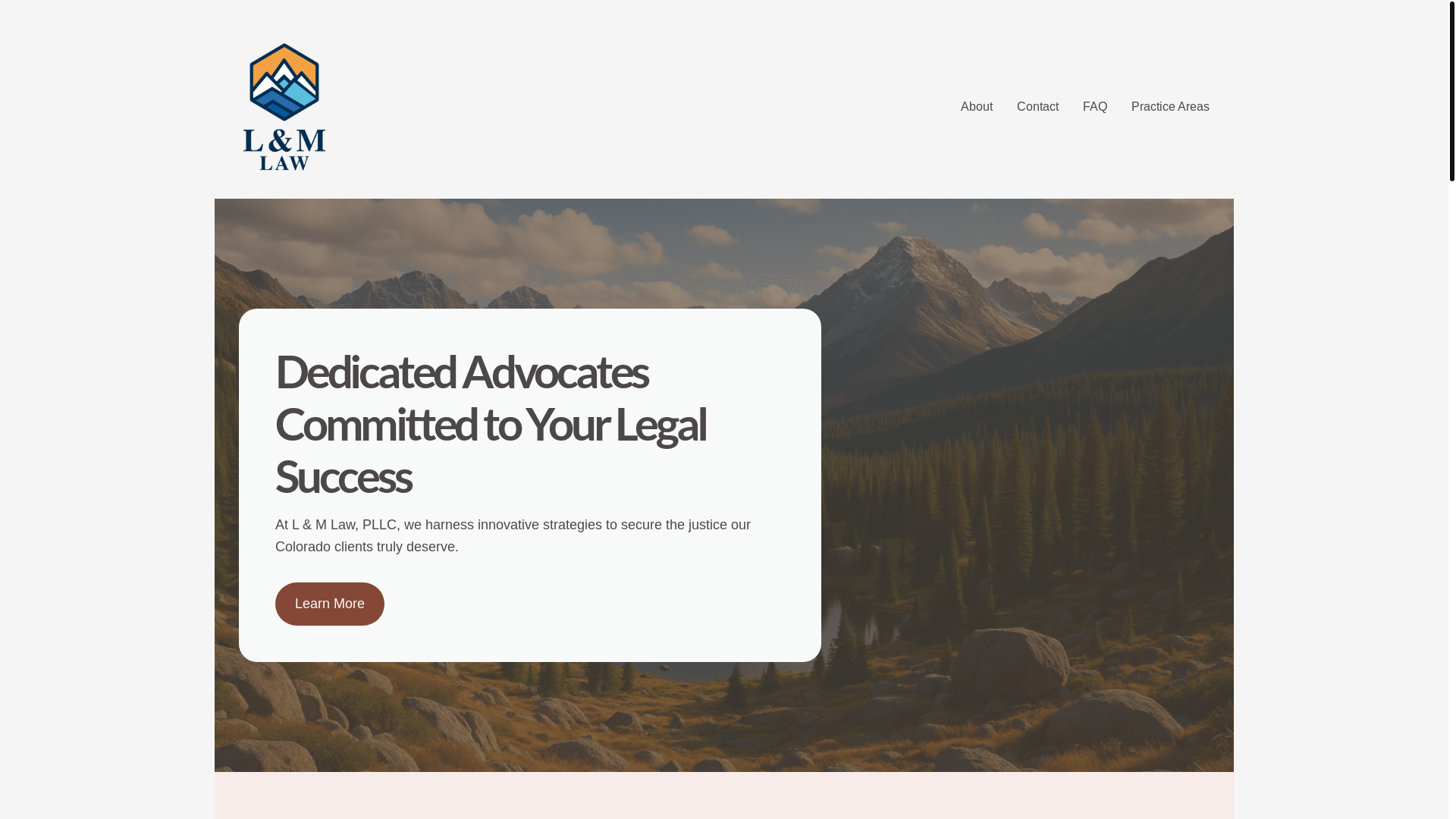 website screenshot of https://landmlaw.esq/