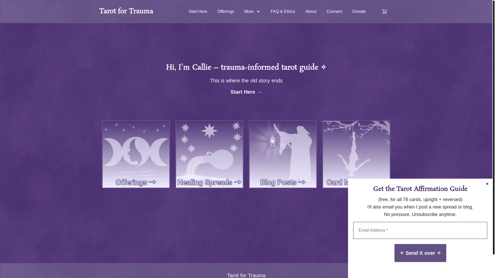 website screenshot of https://tarotlovesyou.com/