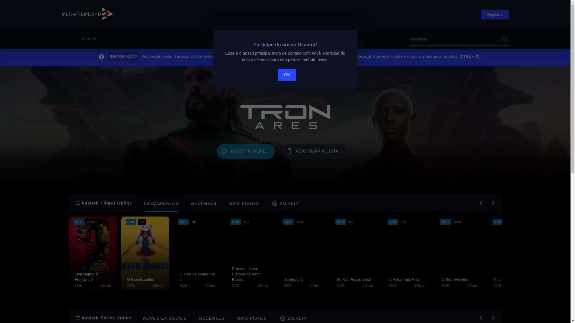 website screenshot of https://megafilmeshd50.pro/