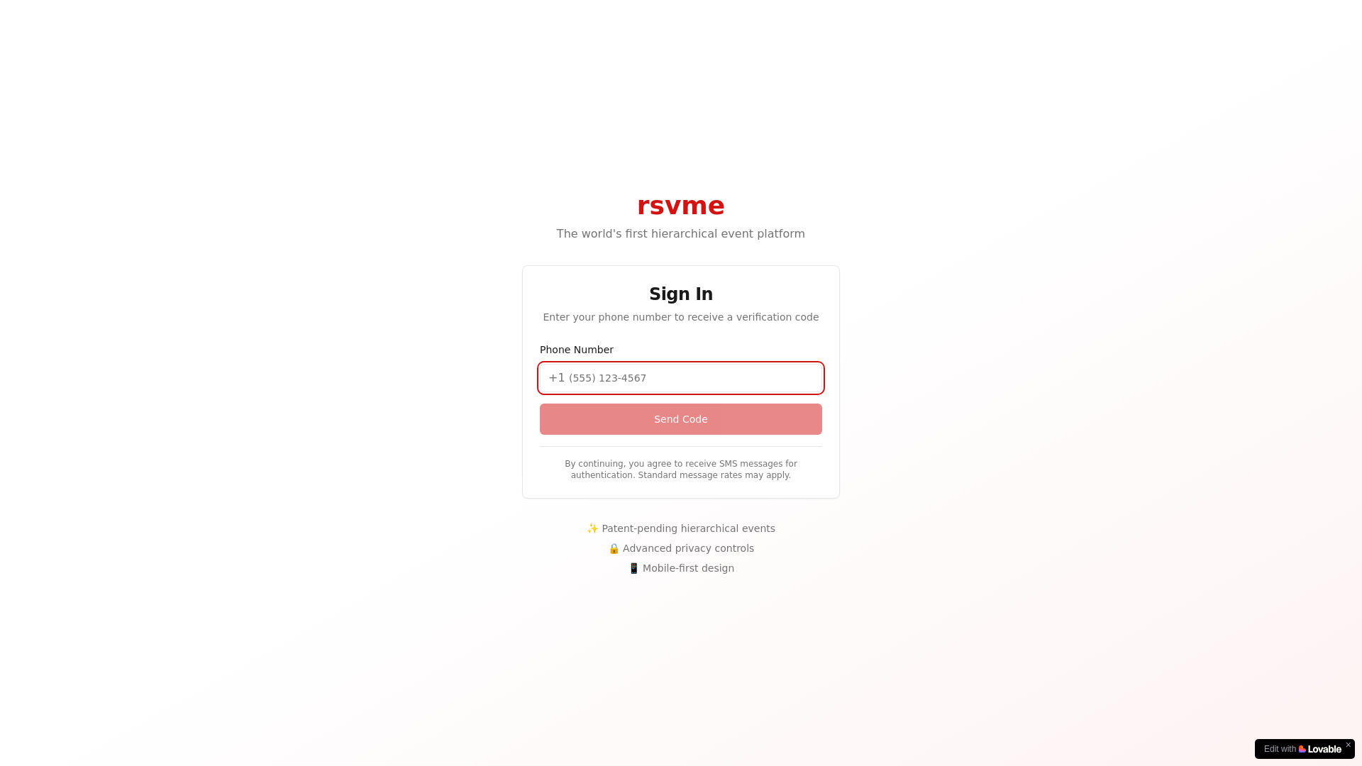 website screenshot of https://rsvme.ai/