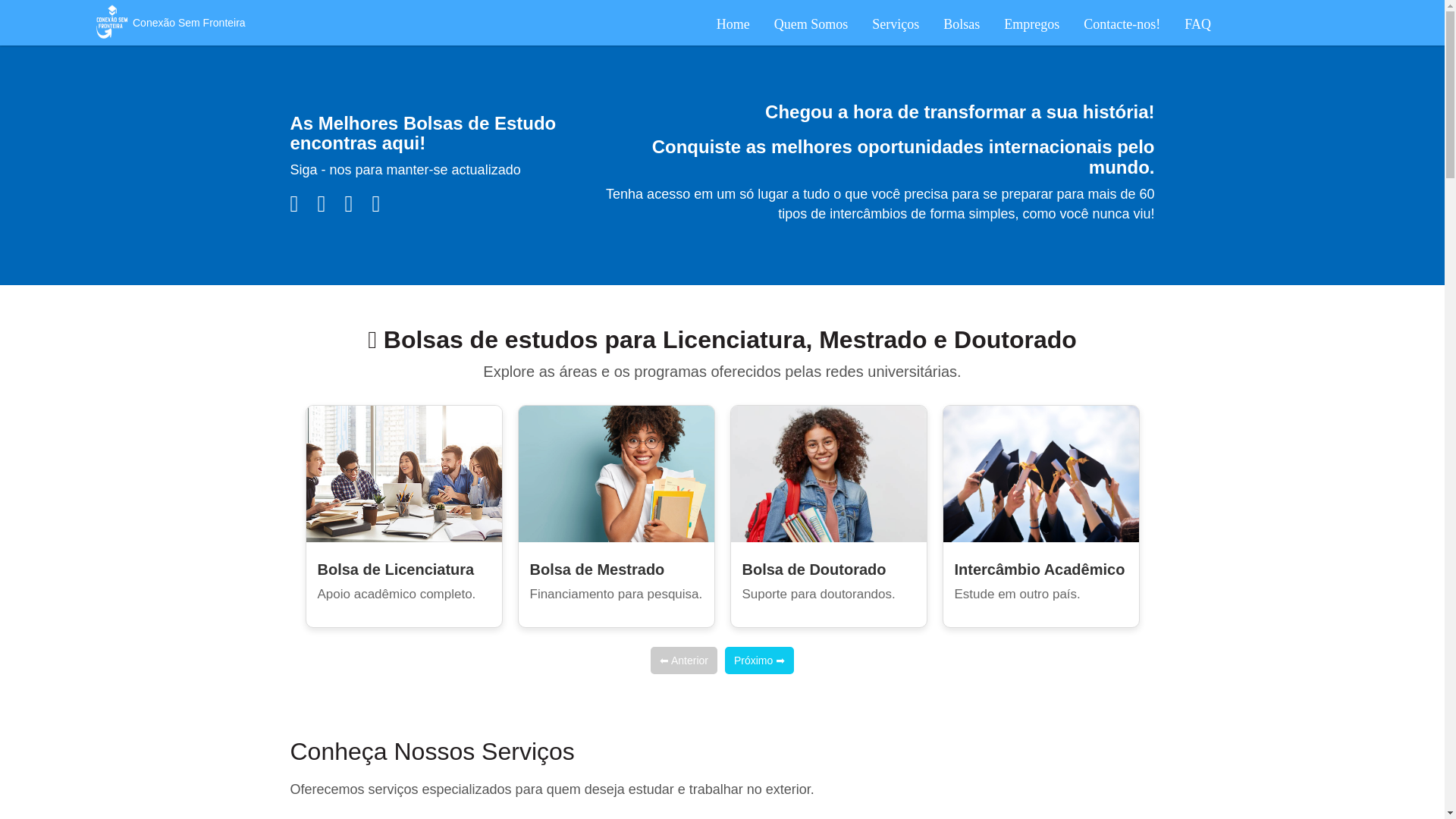 website screenshot of https://conexaosemfronteira.com.br/