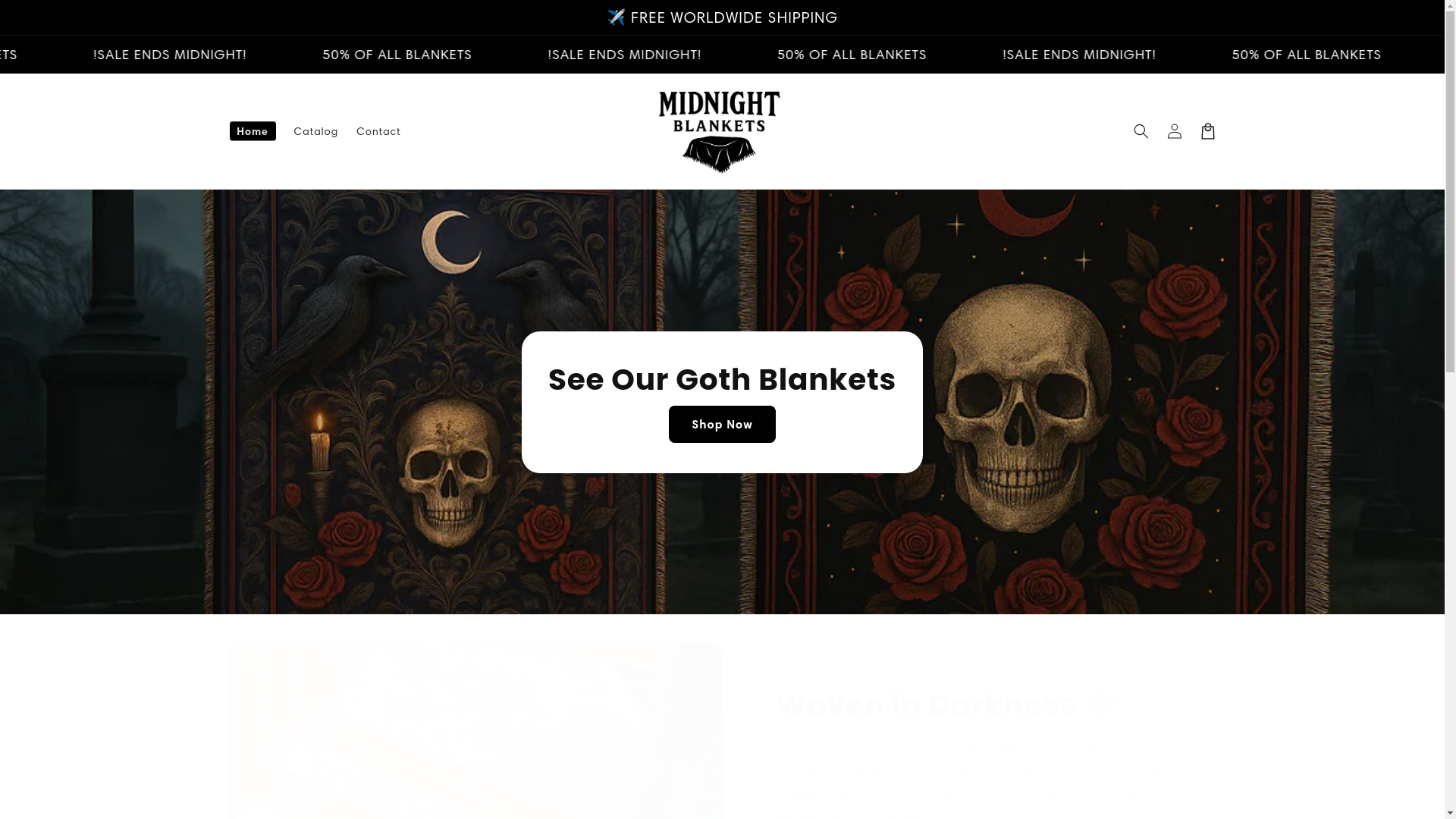 website screenshot of https://midnightblankets.store/