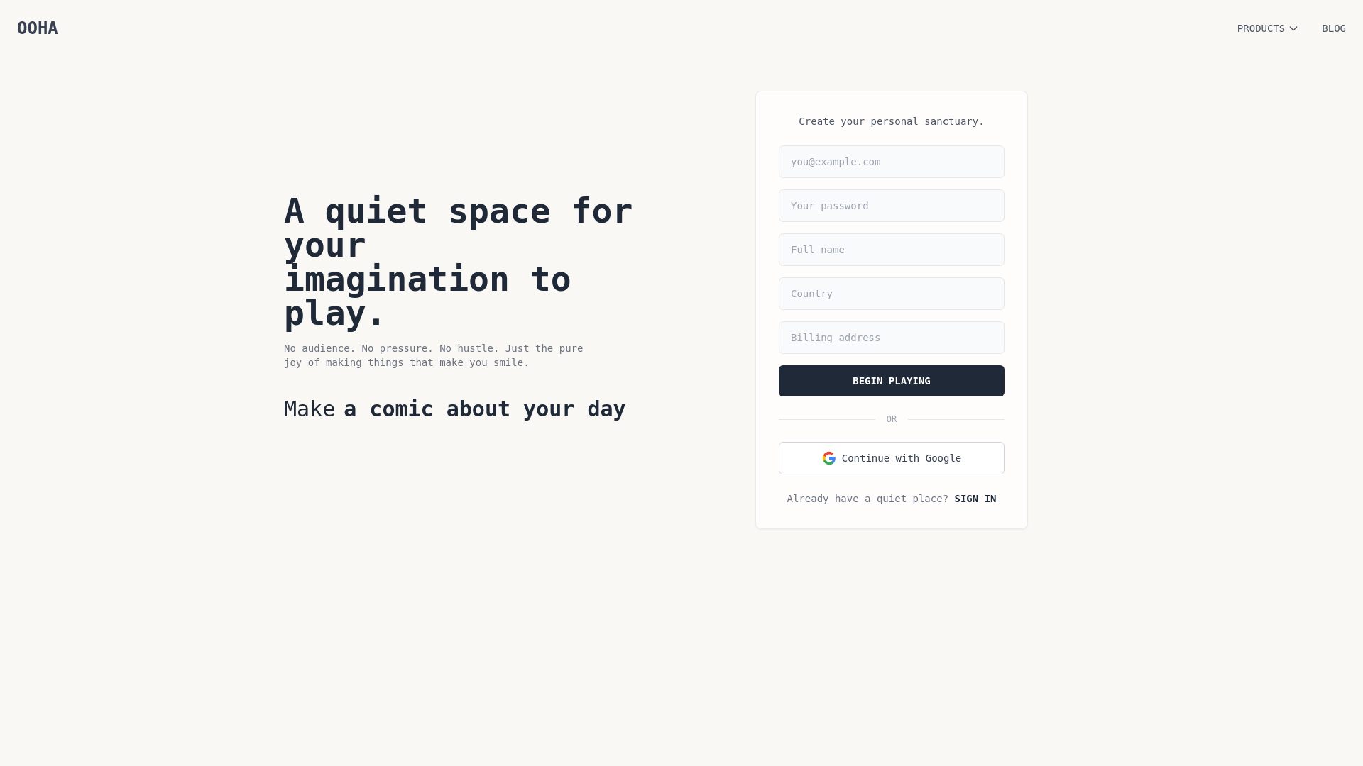 website screenshot of https://oohalabs.com/