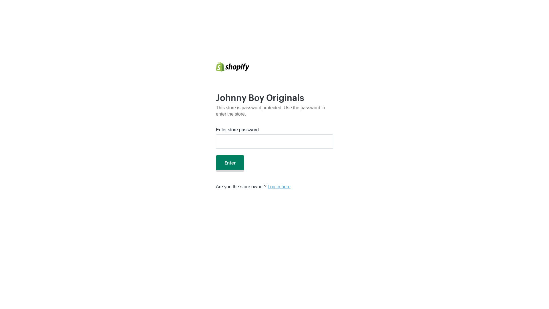 website screenshot of https://johnnyboyoriginals.com/