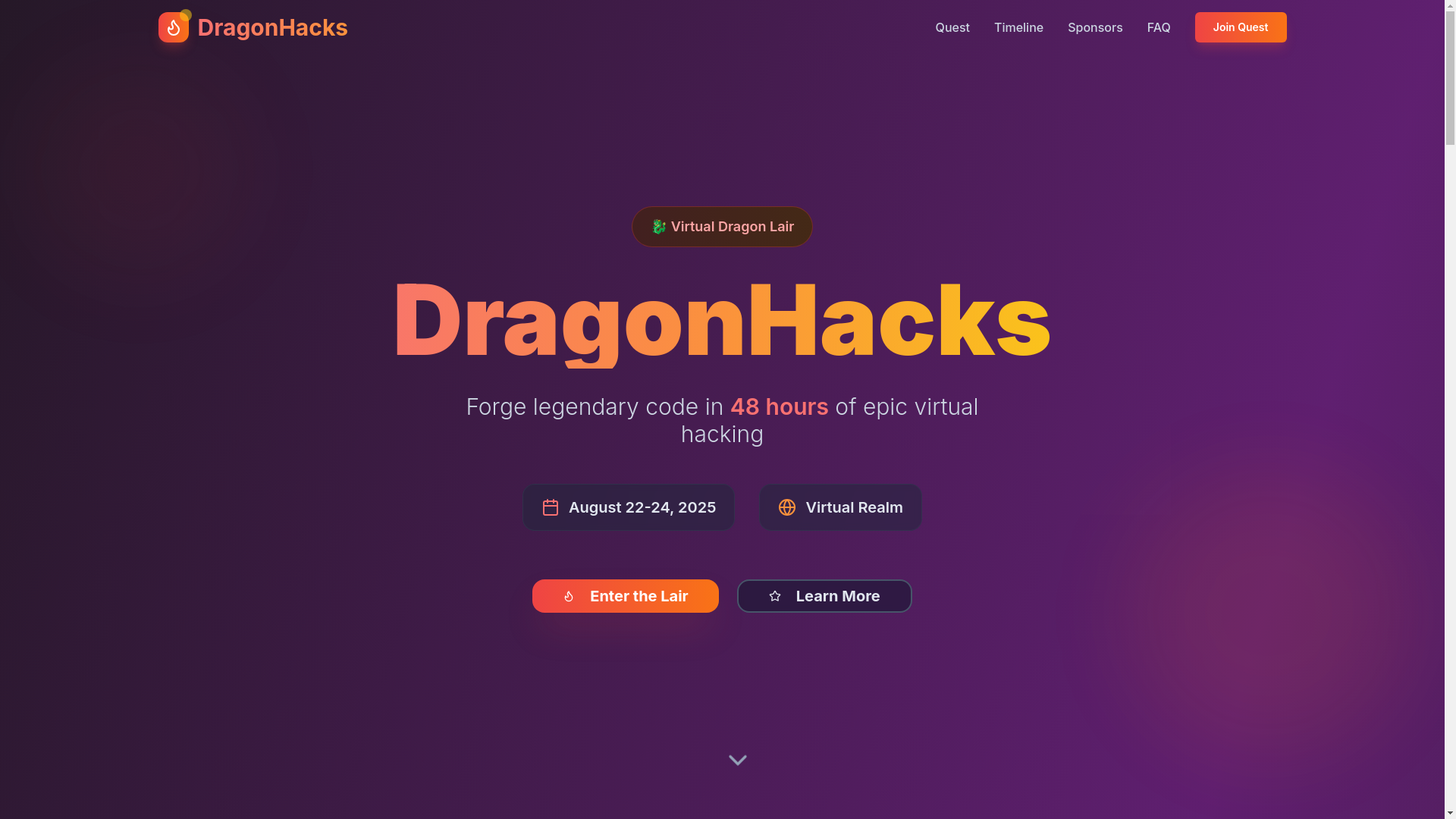 website screenshot of https://dragonhacks.tech/