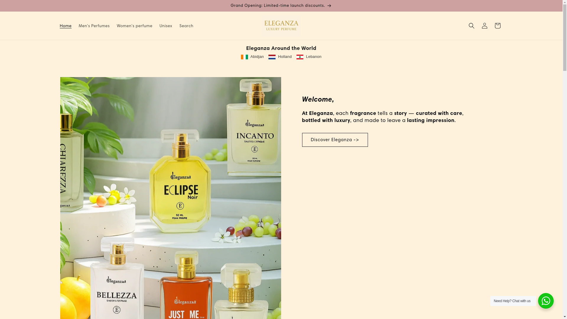 website screenshot of https://eleganzaluxuryperfume.online/
