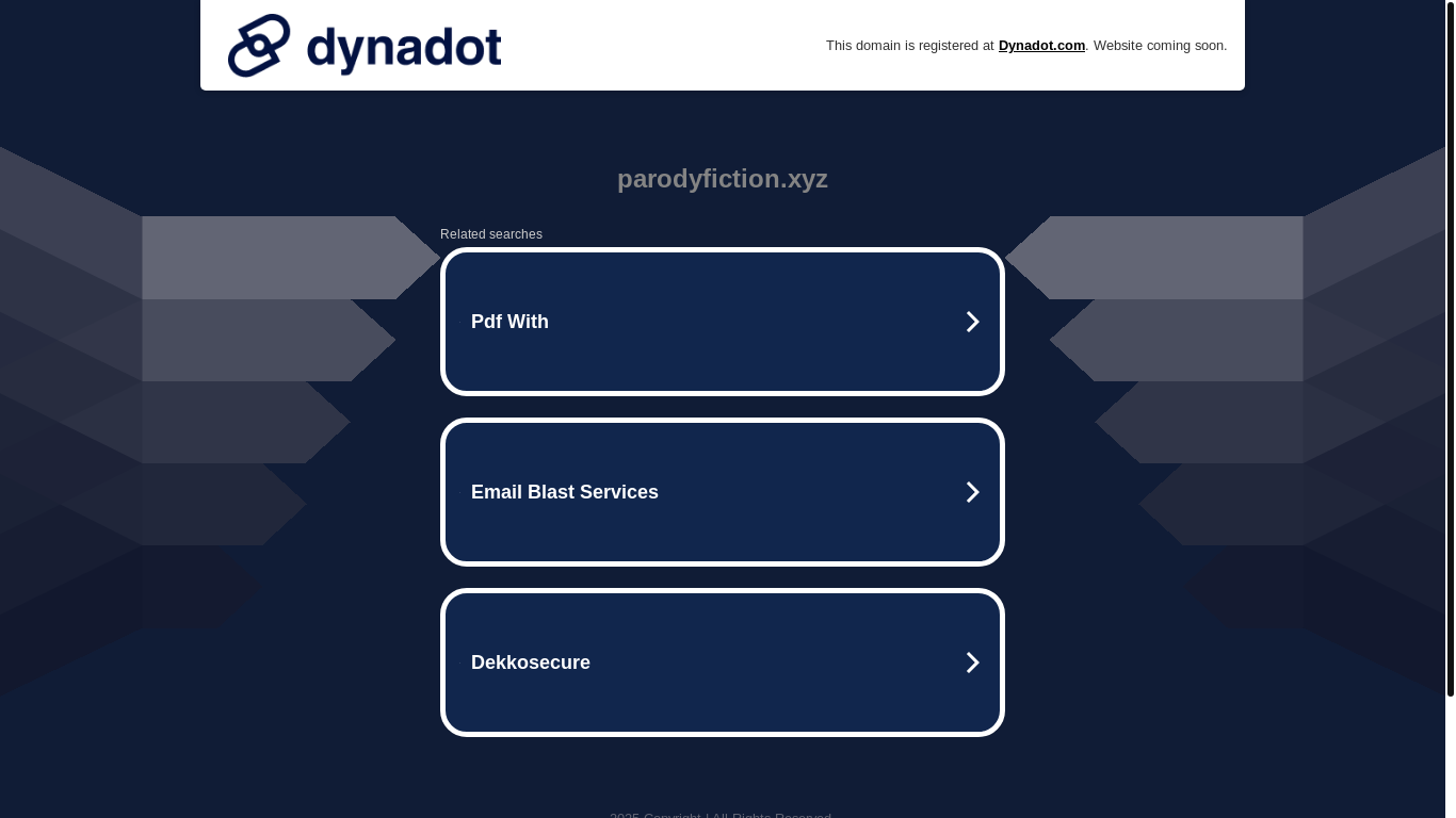 website screenshot of https://parodyfiction.xyz/