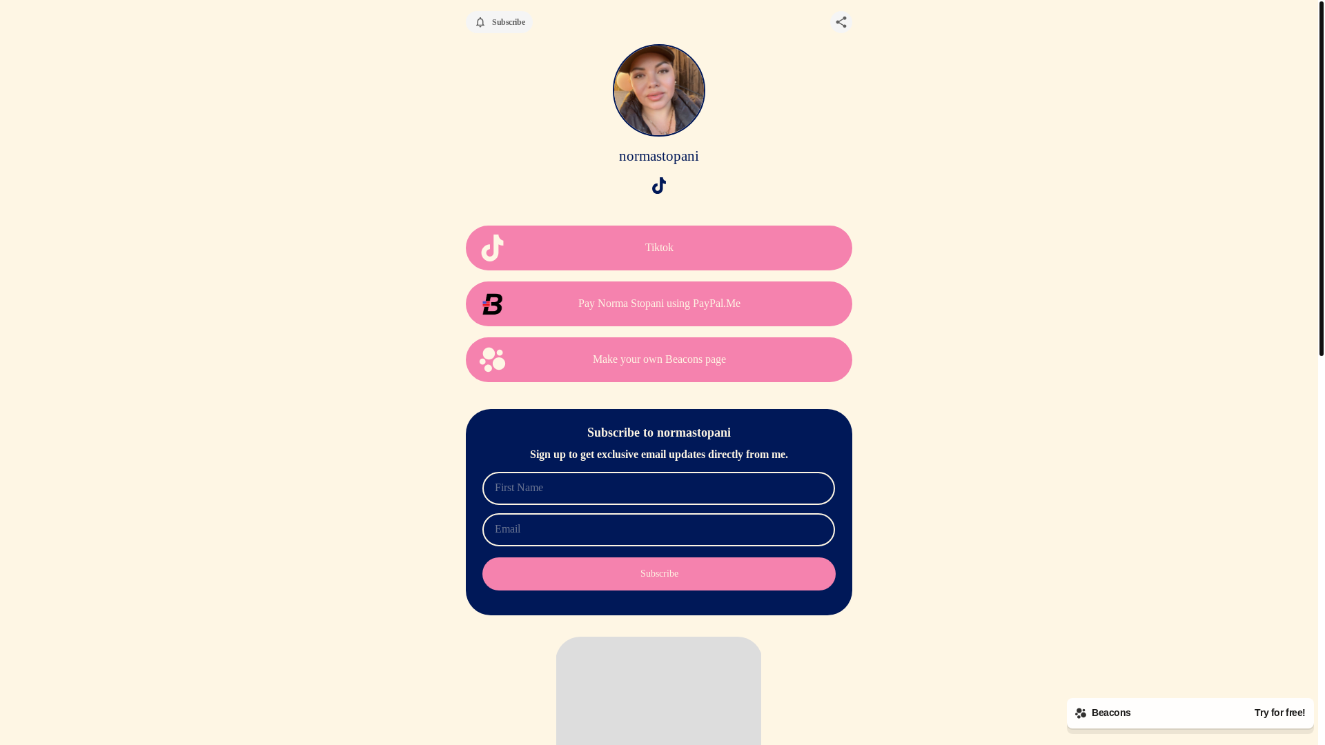 website screenshot of https://normastopani.com/