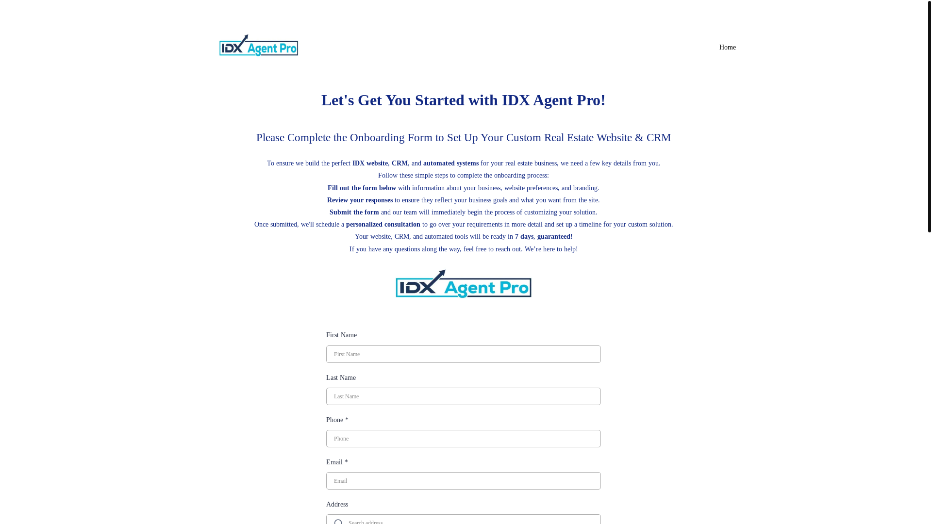 website screenshot of https://idxagentpro-onboarding.com/