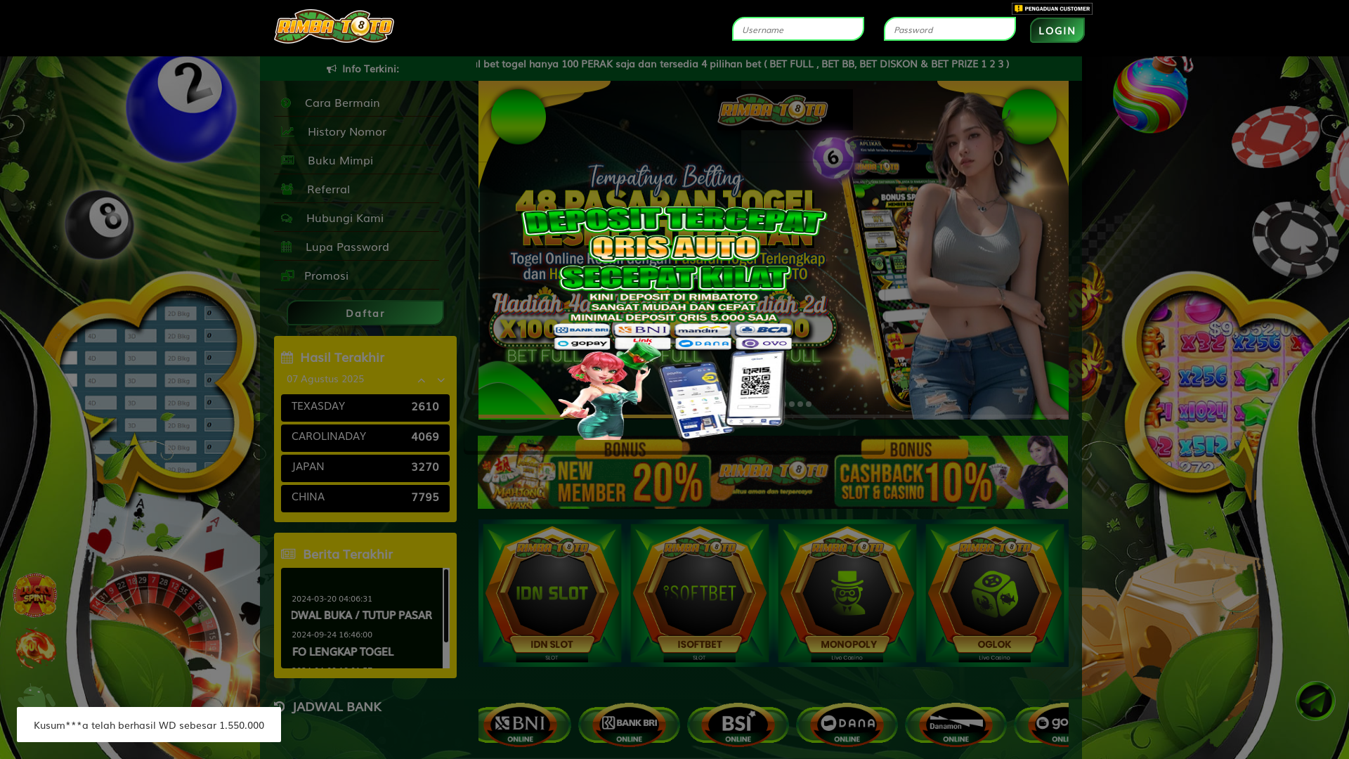 website screenshot of https://rimbablack.site/