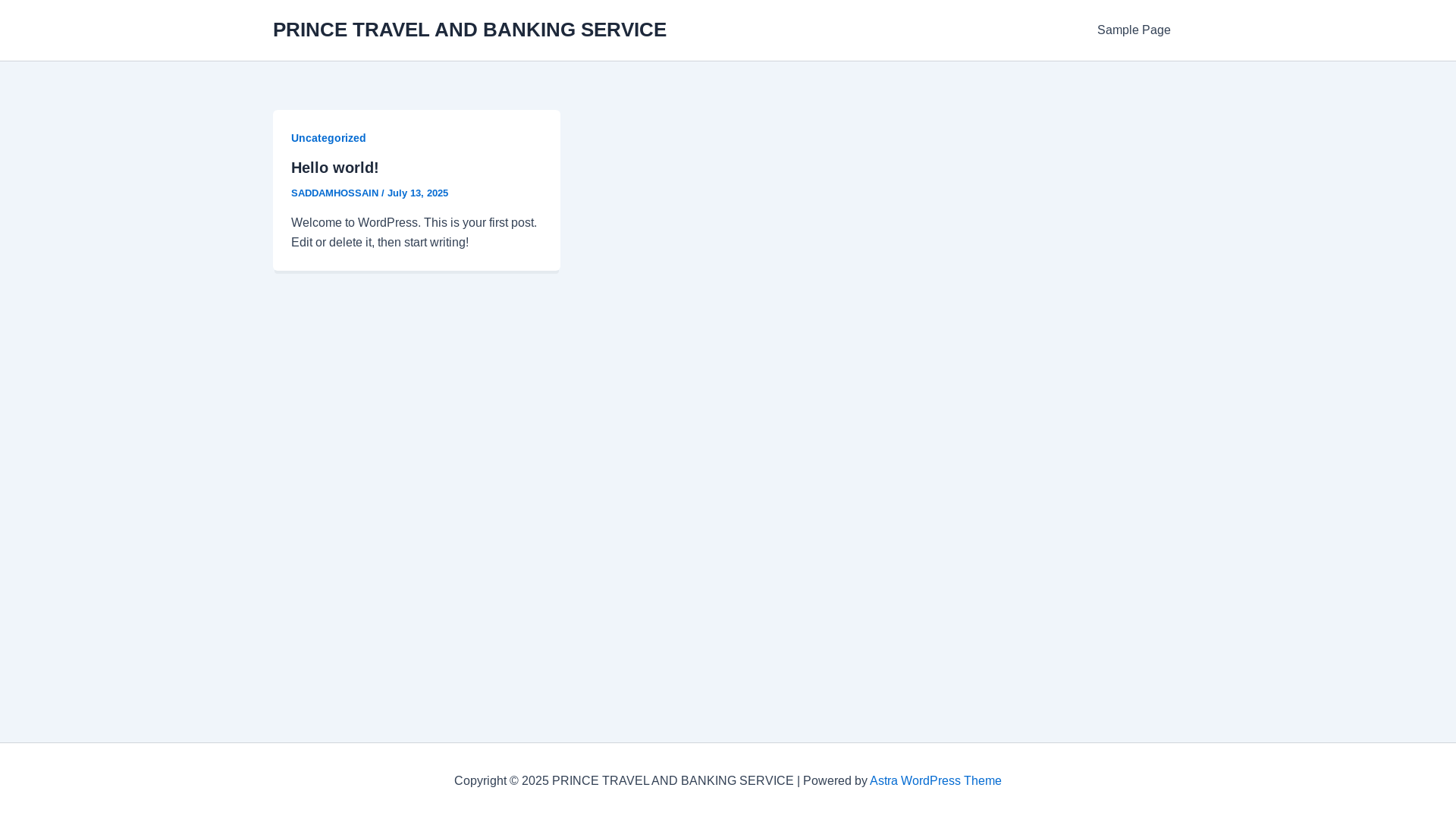 website screenshot of https://princetravelandbankingservce.shop/