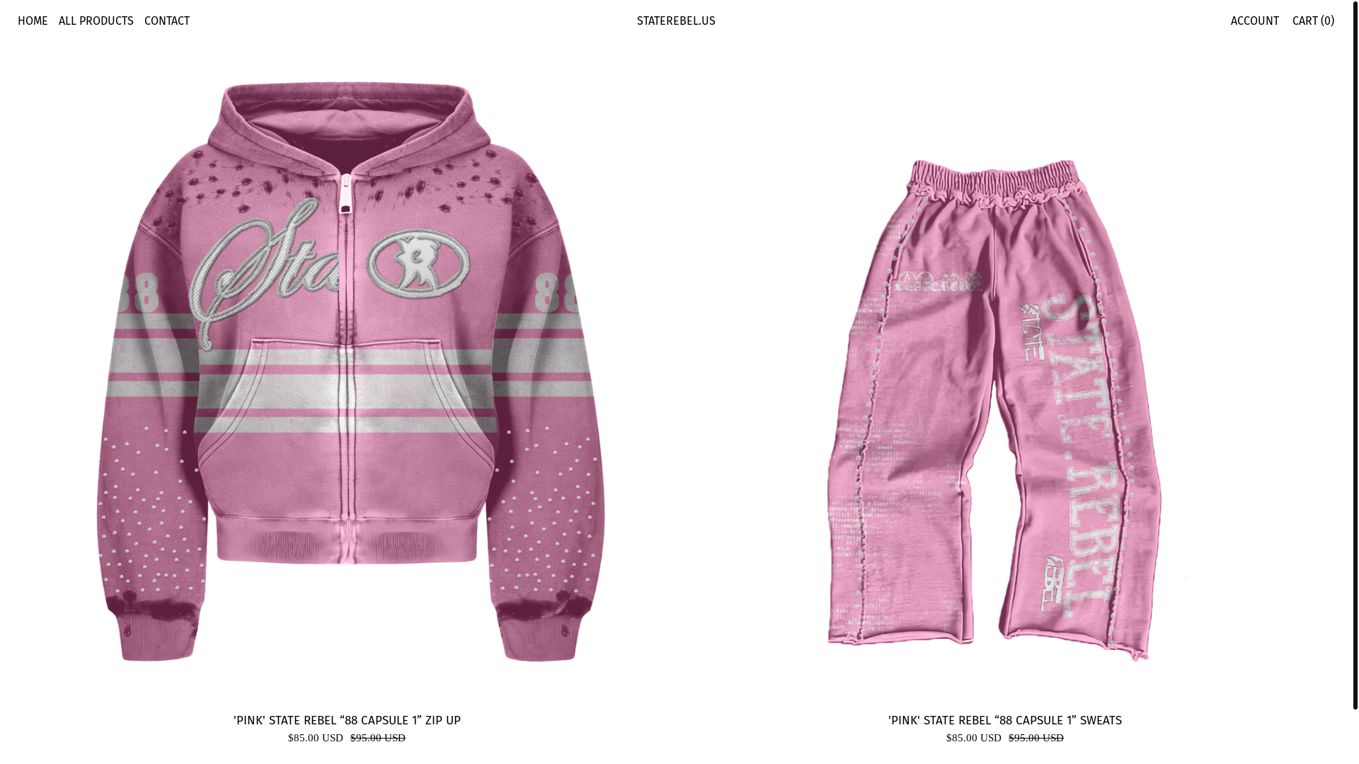 website screenshot of https://staterebel.store/