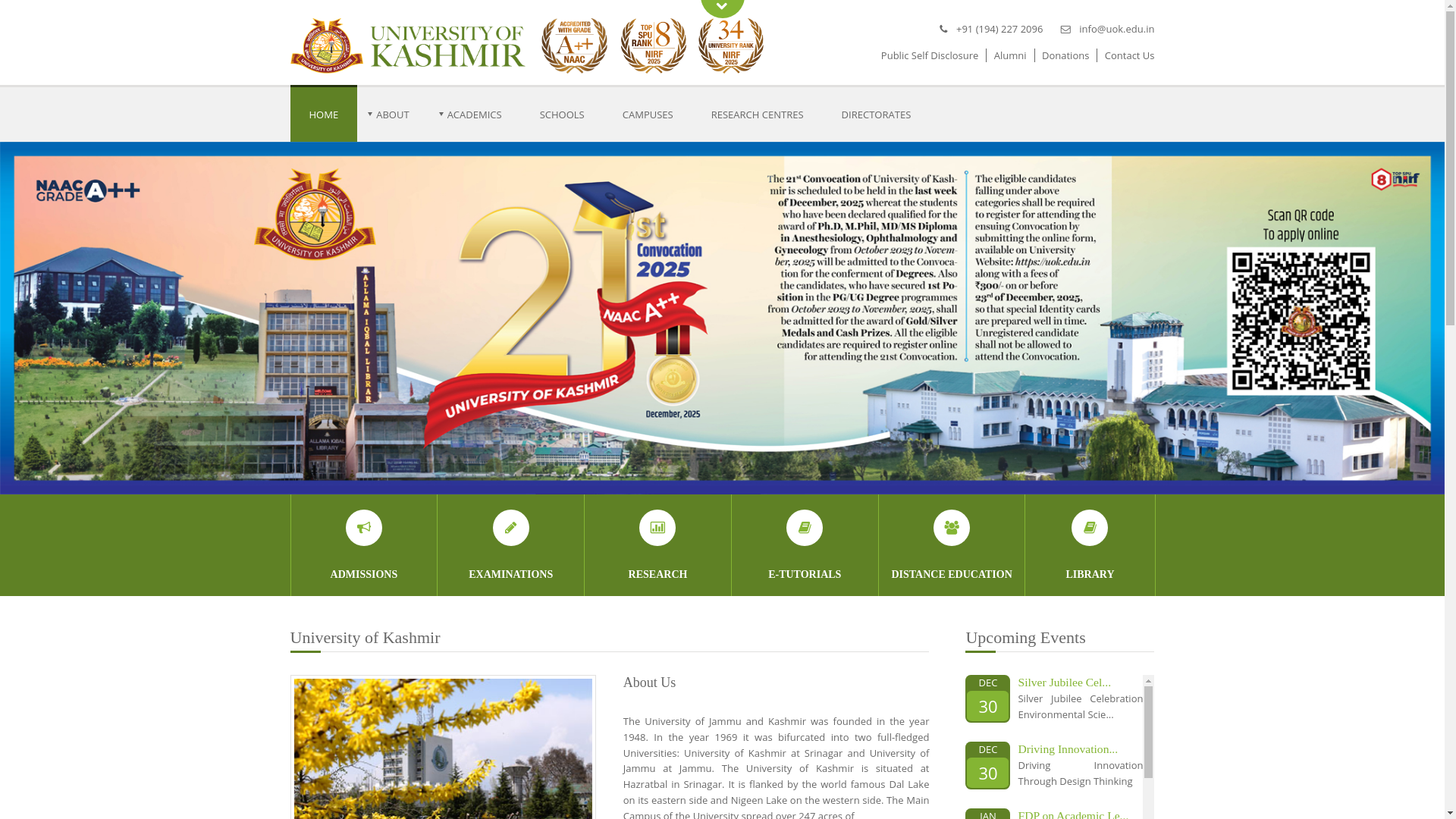website screenshot of https://kashmiruniversity.net/