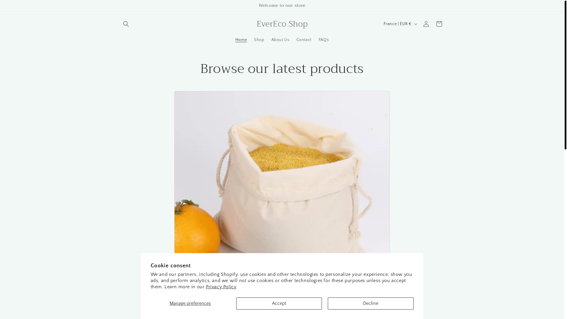 website screenshot of https://everecoshop.com/
