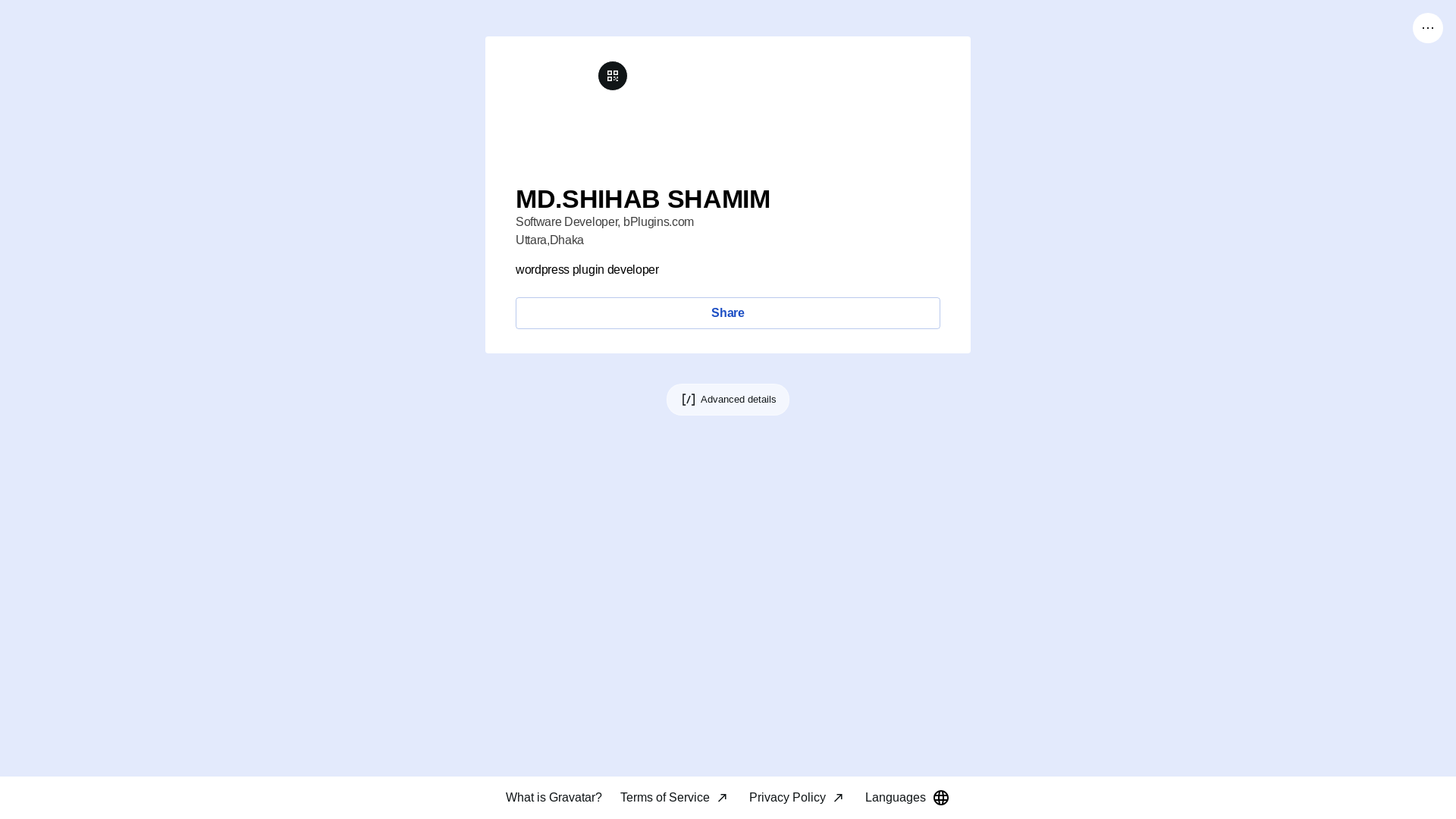 website screenshot of https://shihabshamim.link/