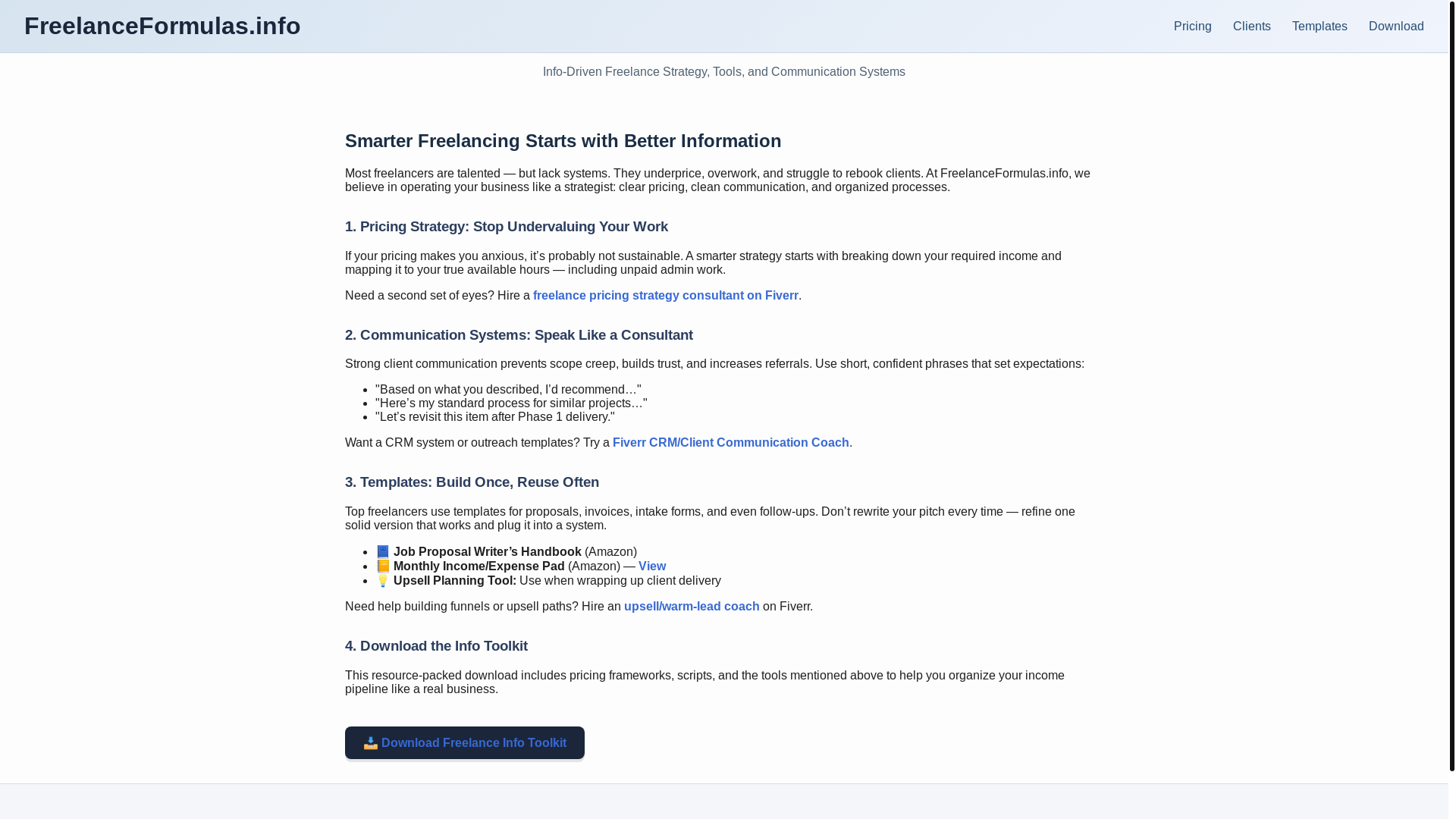 website screenshot of https://freelanceformulasinfo.pages.dev/